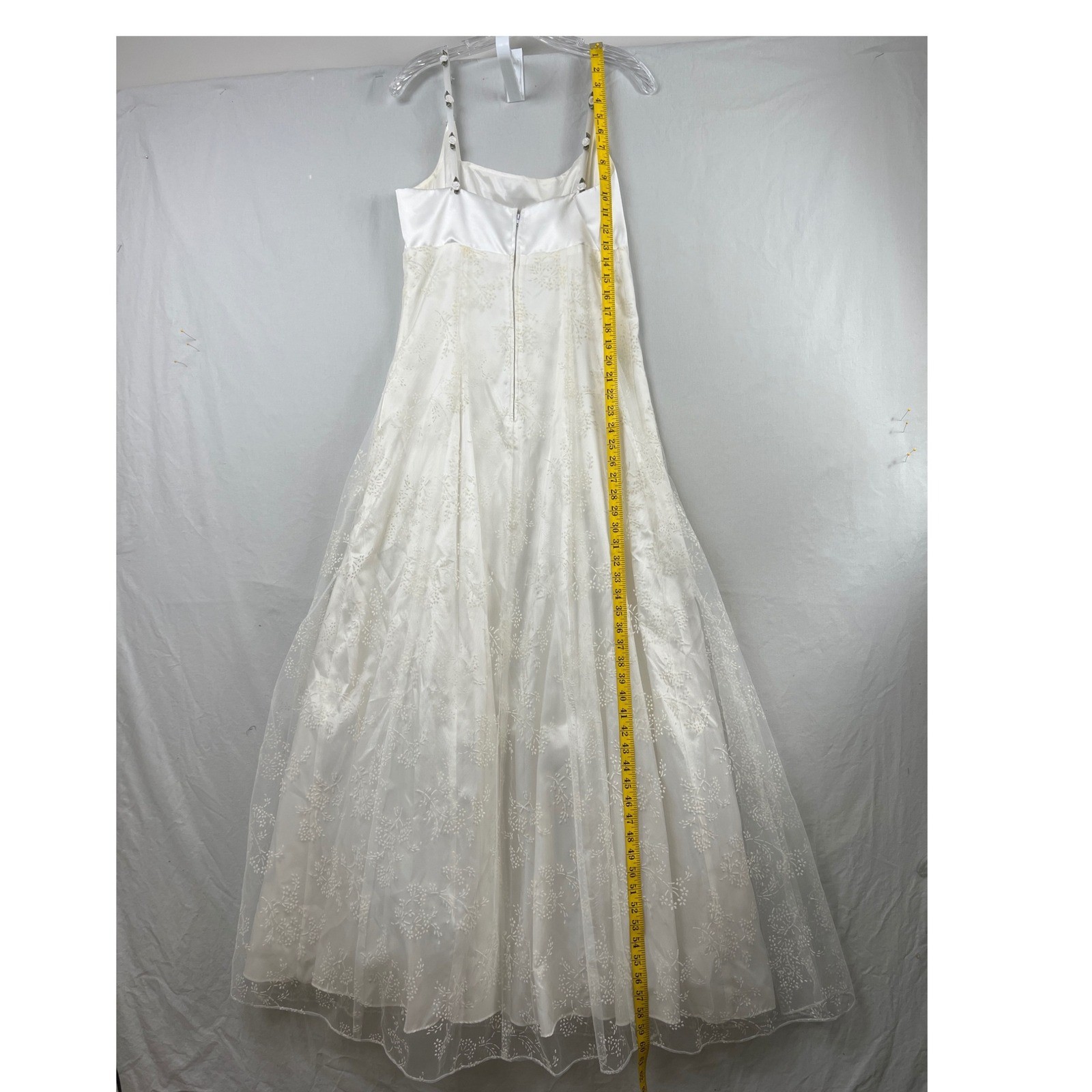 Vintage Zum Zum Niki Livas Maxi Dress Women 13-14 White Tulle Strappy Fit Flare