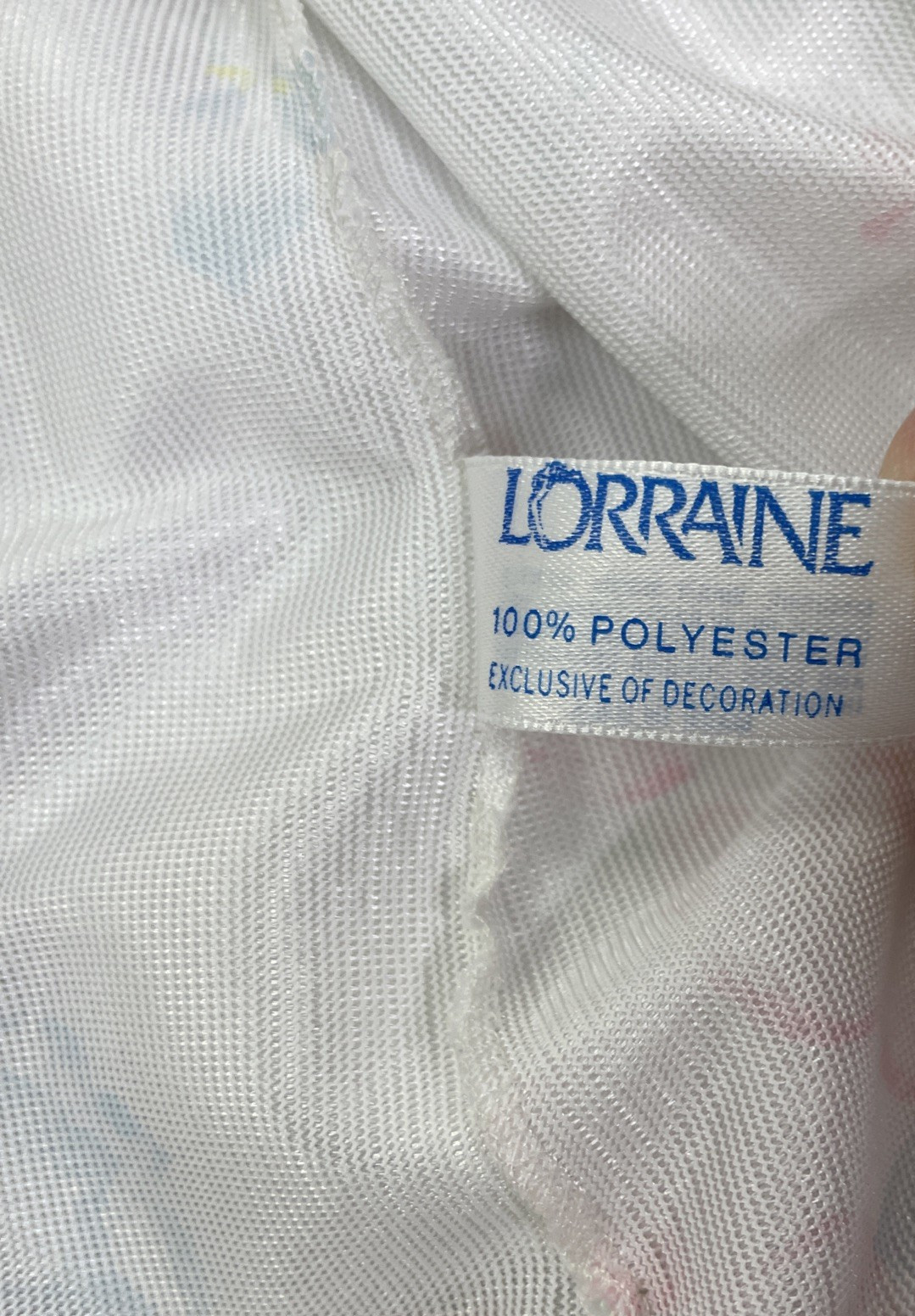 Vtg Lorraine White Satin Belted Long Robe Women&rsquo;s L Floral Print