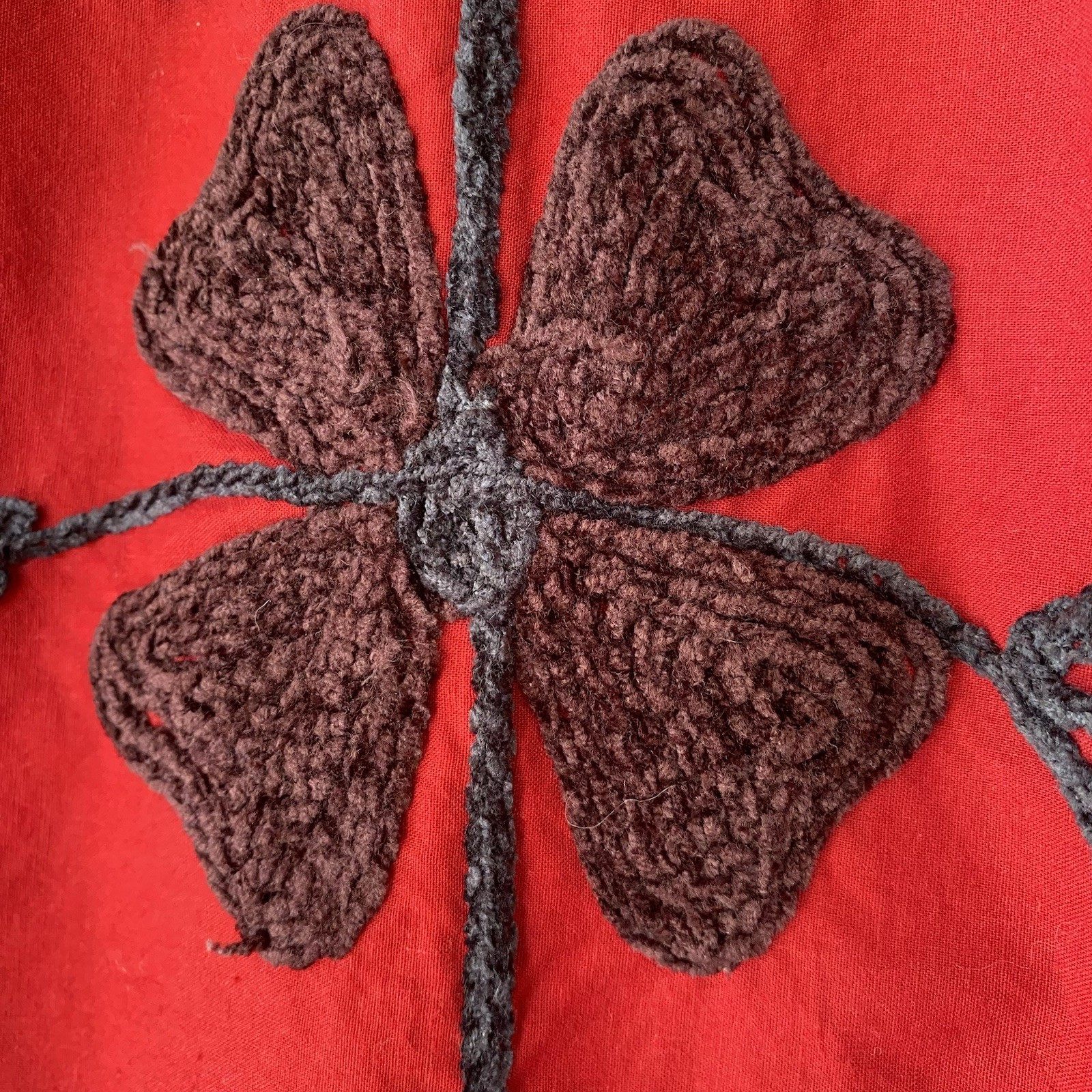 Statement Chenille Embroidered Jacket Womens L Artisan Floral Red Tie Waist