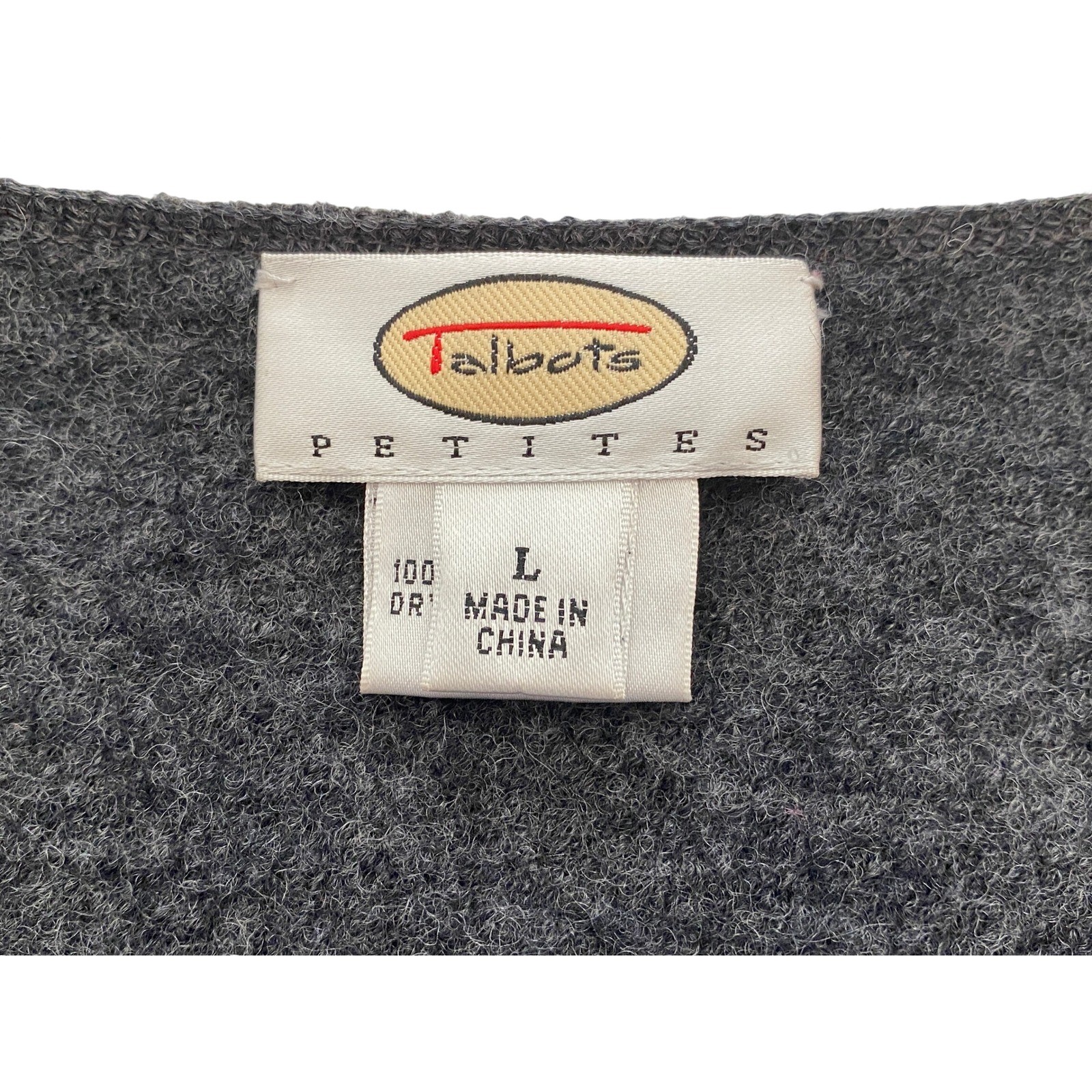 Vtg Talbots Boiled Wool Jacket Gray L Petite Classic Preppy Academia Old Money