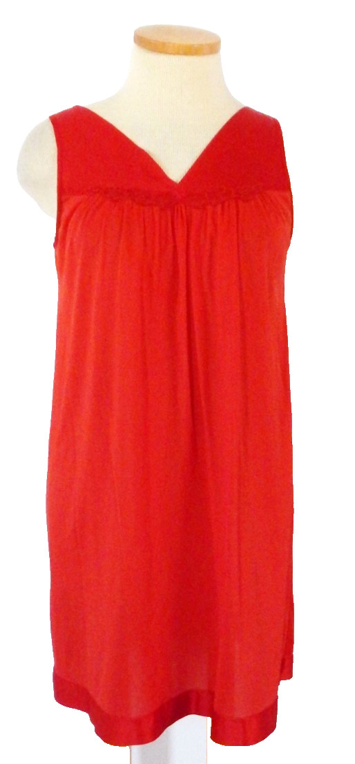 Vtg Vanity Fair Red Nylon Peignoir Set Slip Dress Size M & Robe Size XL USA