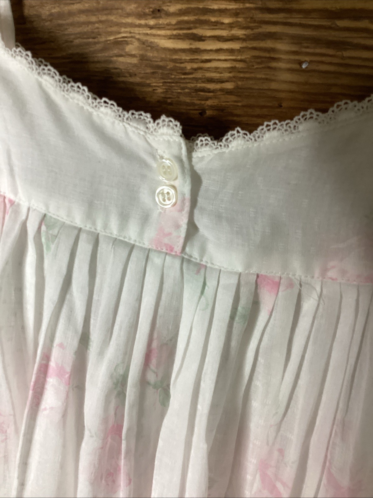 Vtg 85’ Eileen West Queen Anne&rsquo;s Lace Floral Cotton Sleeveless Nightdress PXS