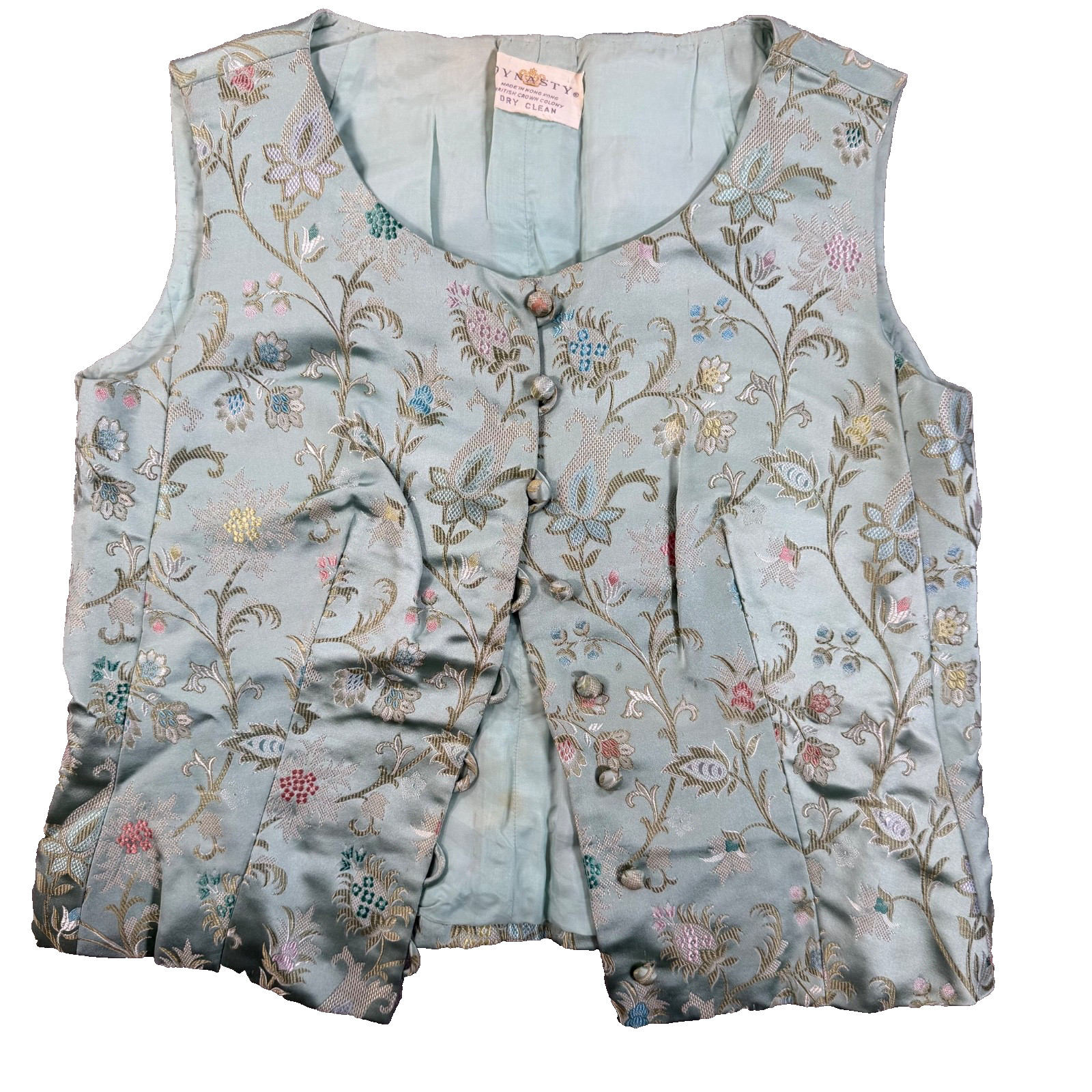 Dynasty Vintage Embroidered Vest Women&rsquo;s Floral Button Front Hong Kong No Size T
