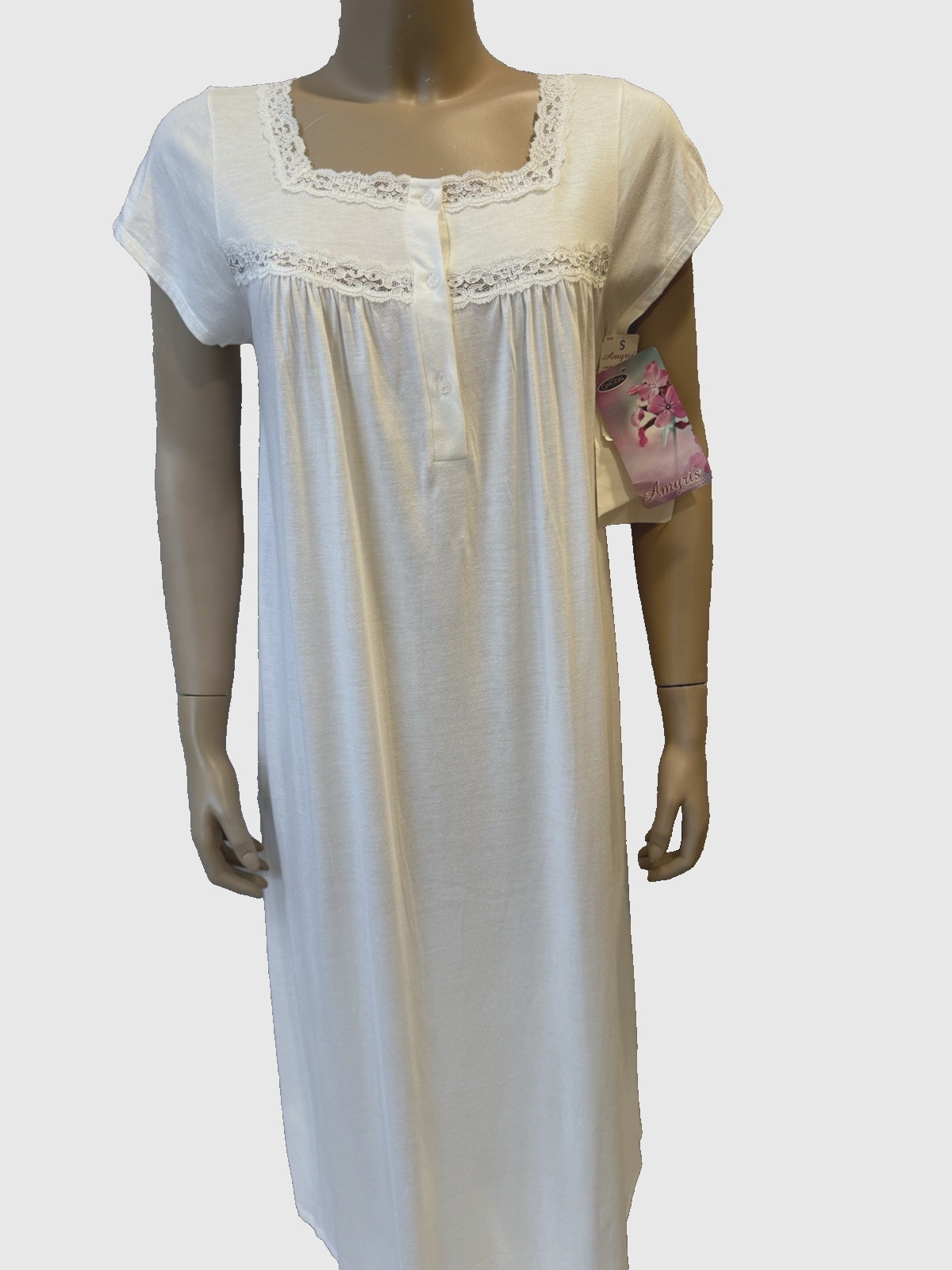 VTG Shadowline Amyris Pima Cotton Blend Nightgown, Sz S/M w/Tags Deadstock 90&rsquo;s