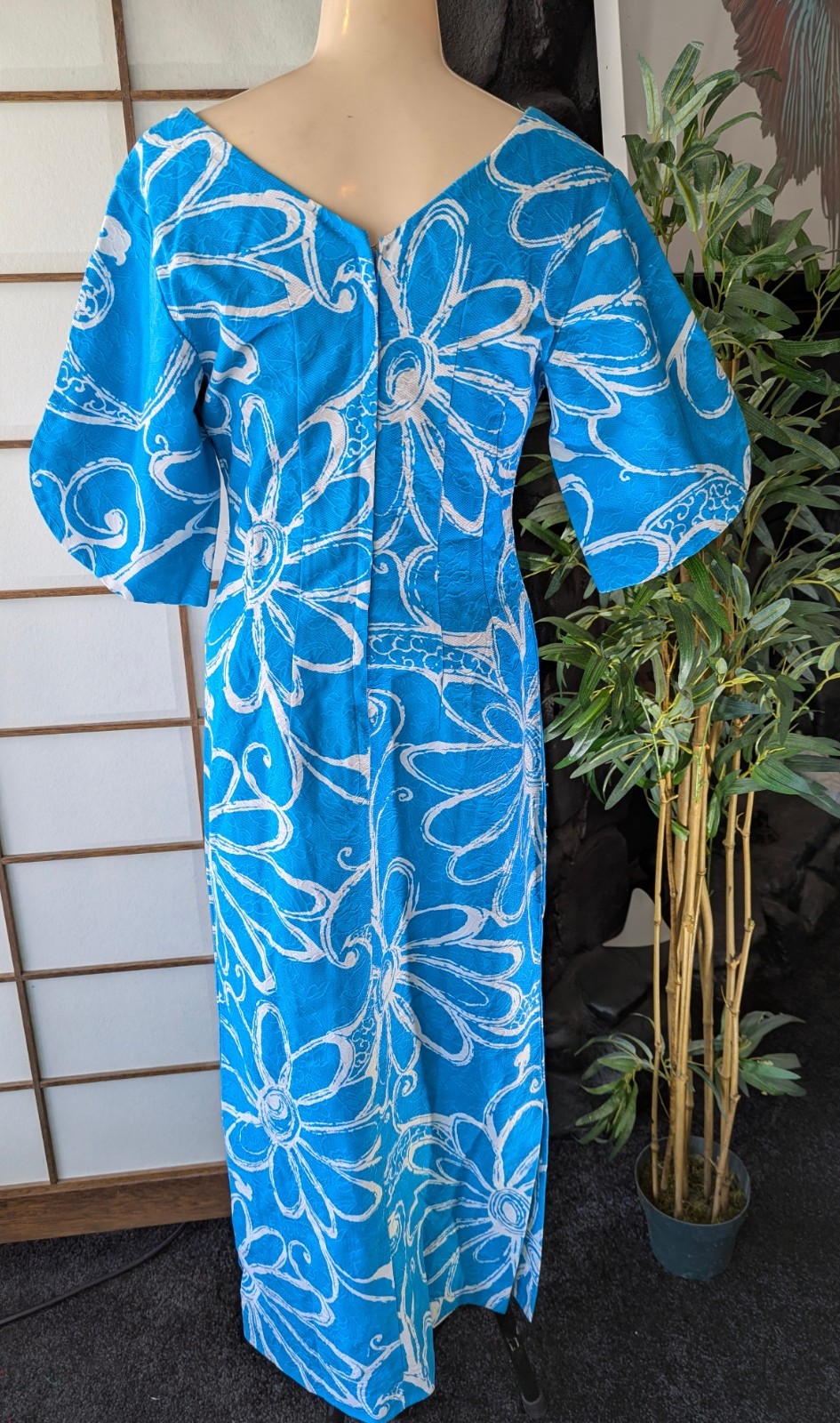 Vtg 60s MCINERNY By SYDNEY Honolulu Traditional Floral Maxi Dress Sz Modern Sz S