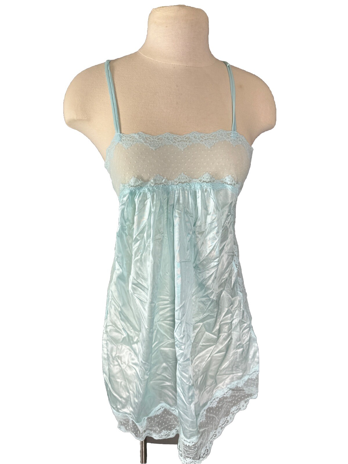 Vintage 80s Nylon Nightgown Kayser Powder Blue Size Medium Lingerie