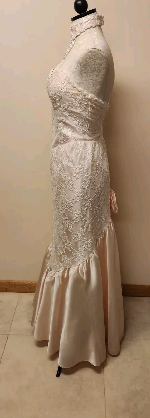 Vtg Alfred Angelo Flirtations Strapless Gown*Fit & Flair*Matching Necklace*9/10