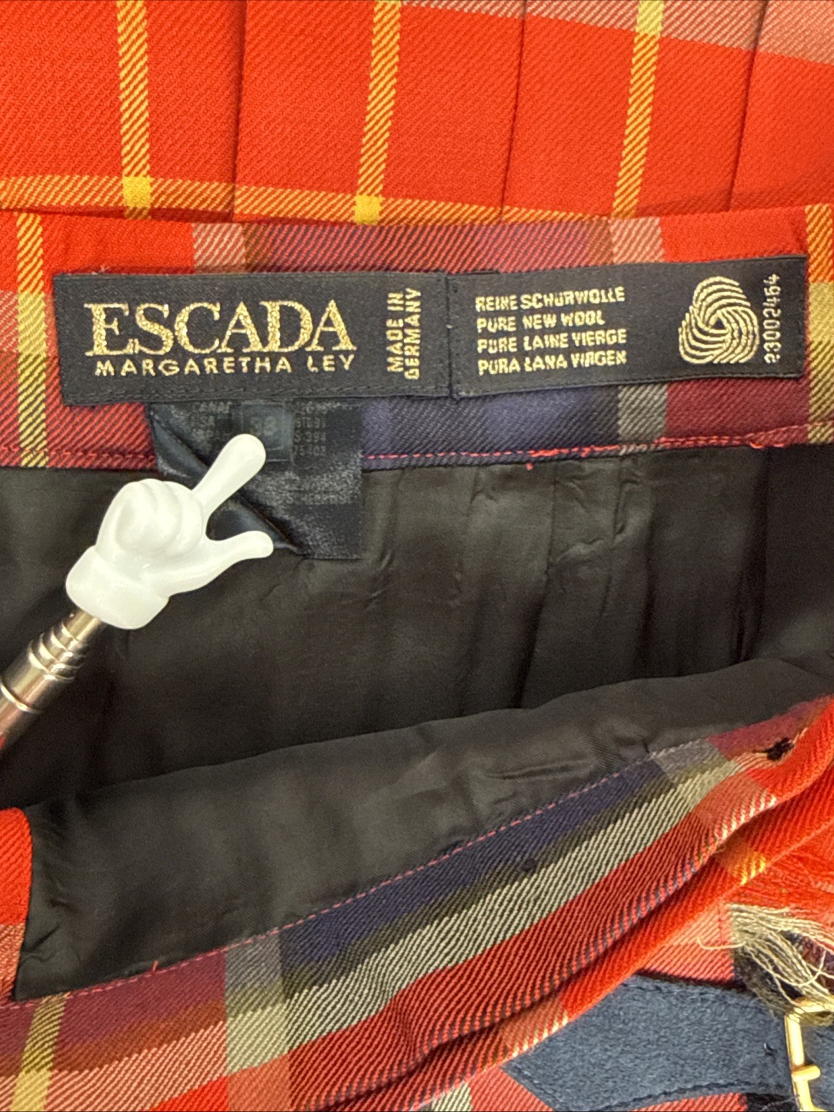 Vintage ESCADA Margaretha Ley Plaid Patchwork Wool Set Size 38
