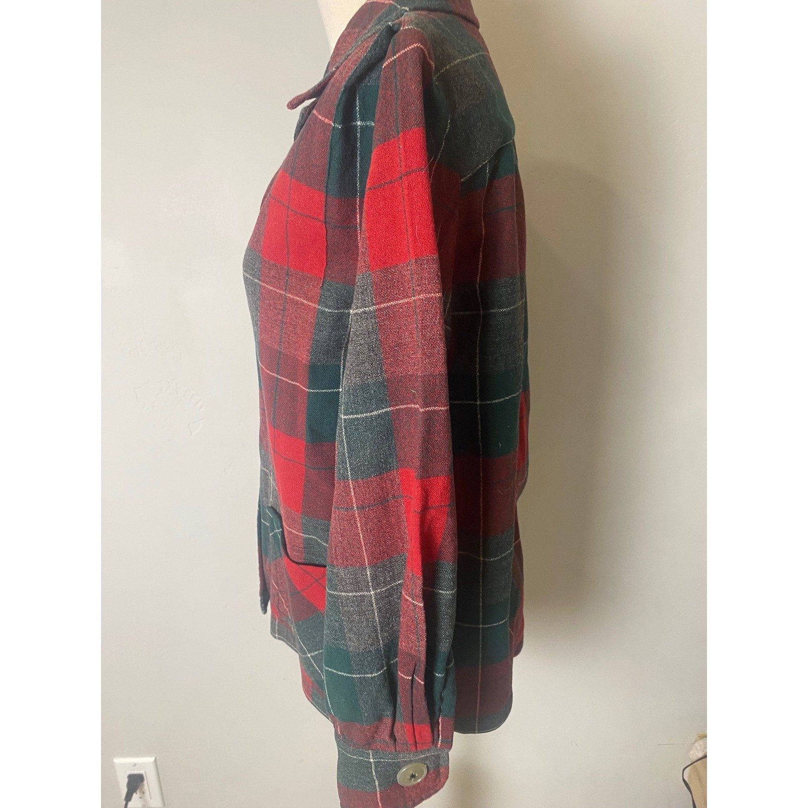 Vintage Pendleton 40&rsquo;s/50&rsquo;s 49ers Wool Plaid Shirt Jacket Red Green Womens