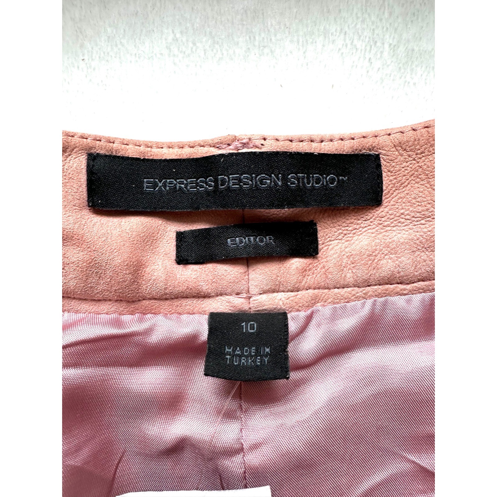 Vintage Express Editor Suede Pants 10 Blush Pink Y2K Wide Leg Quiet Luxury