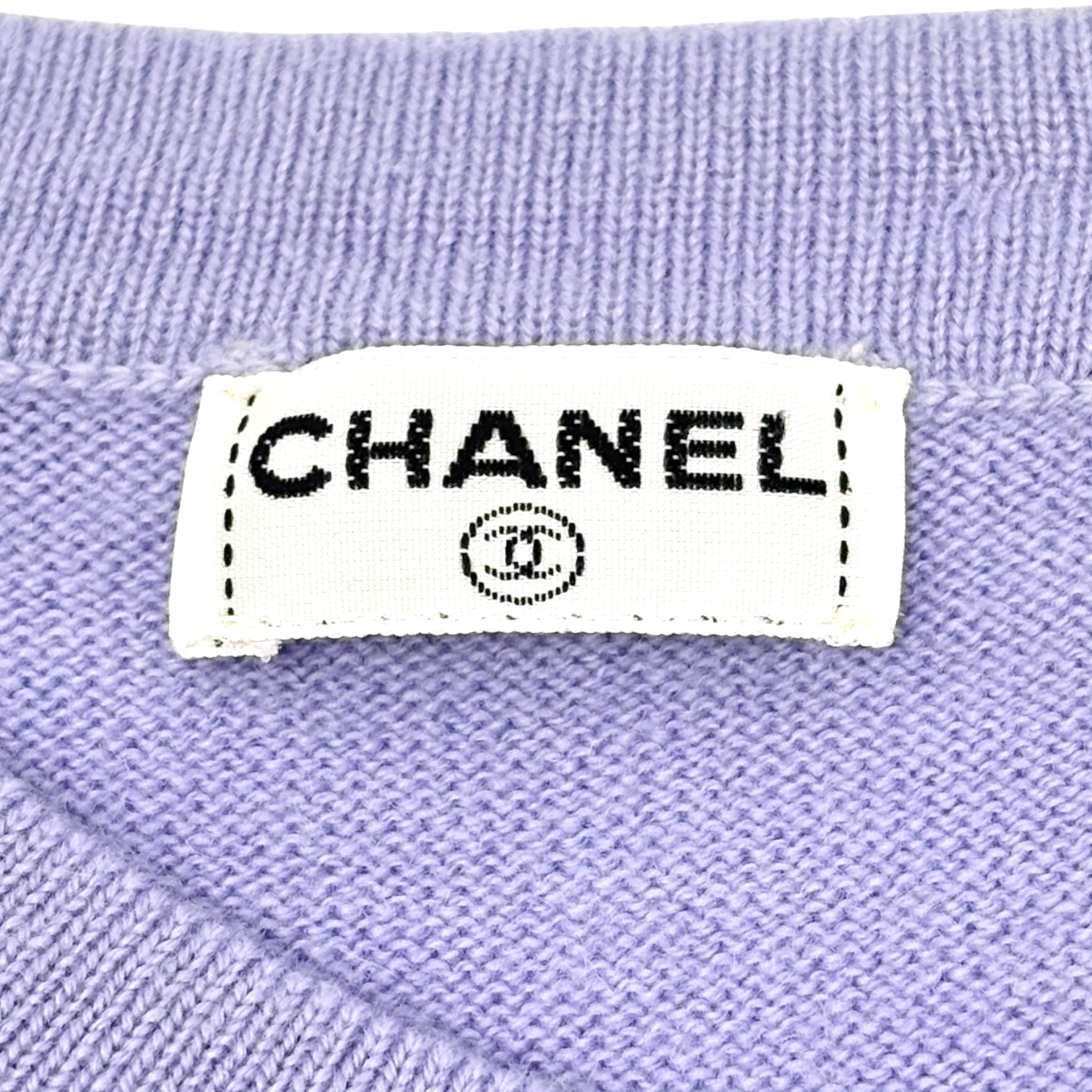 CHANEL Vintage CC Logo Button Cashmere Knit Top T-shirt Purple Blue