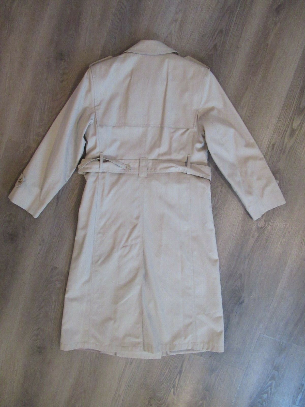 Vintage Misty Harbor Khaki Beige Double Breasted Collared Long Jacket Rain Coat