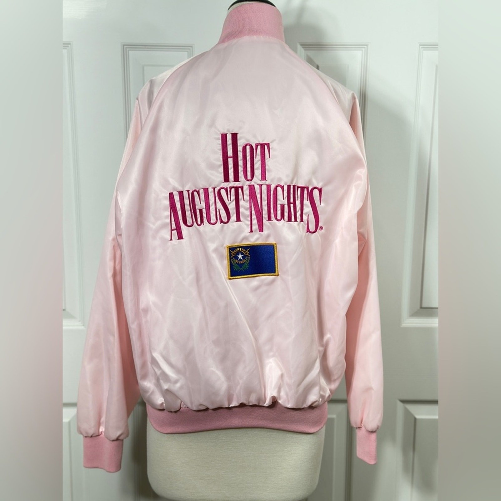 Hot August Nights Satin Bomber Jacket Pink 25th Anniversary size medium