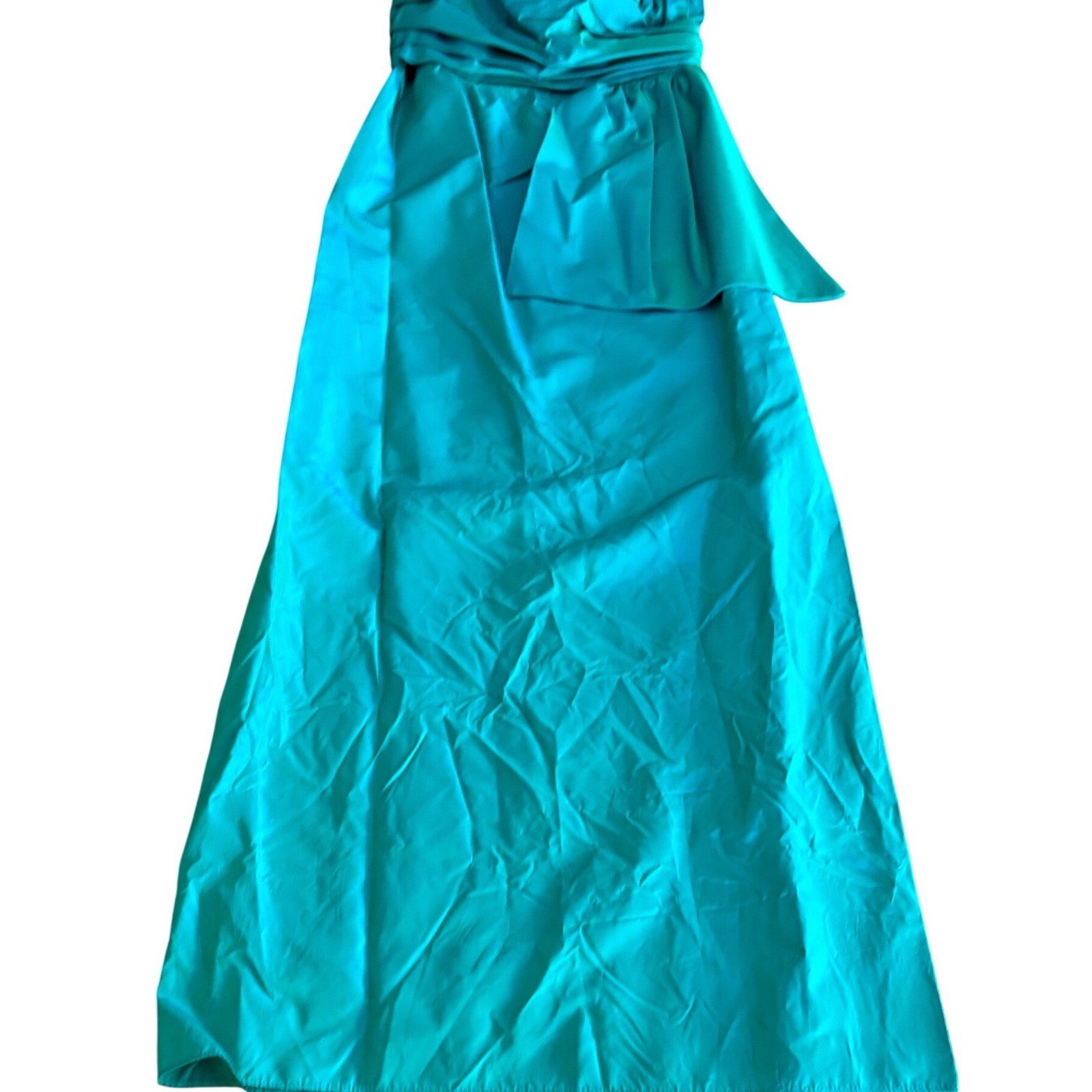 Dance Allure Alfred Angelo Teal One Shoulder Taffeta Gown 80s Prom 11/12