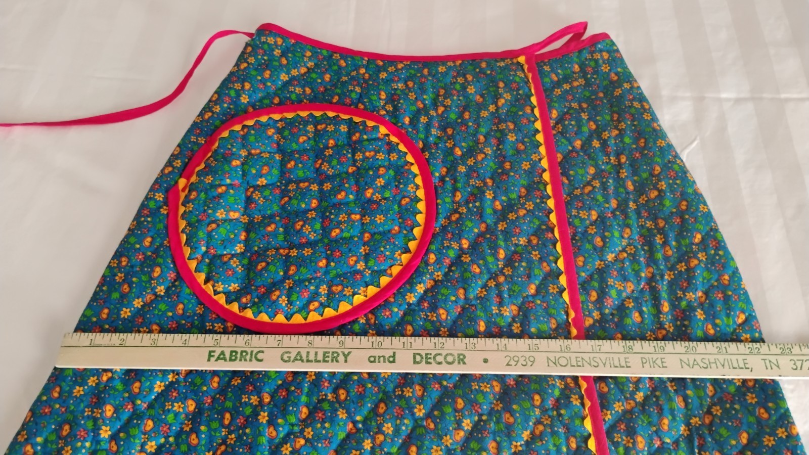 VTG 70s Retro Floral Quilted Maxi Wrap Skirt Flower Power Boho Hippie Lg Pocket