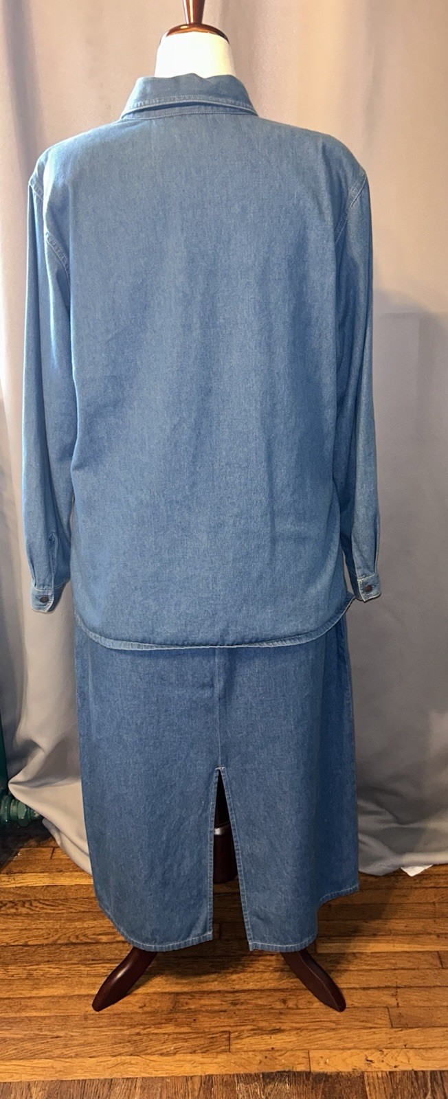 Vintage Cottagecore Embroidered Denim Two-Piece Maxi Set Women&rsquo;s
