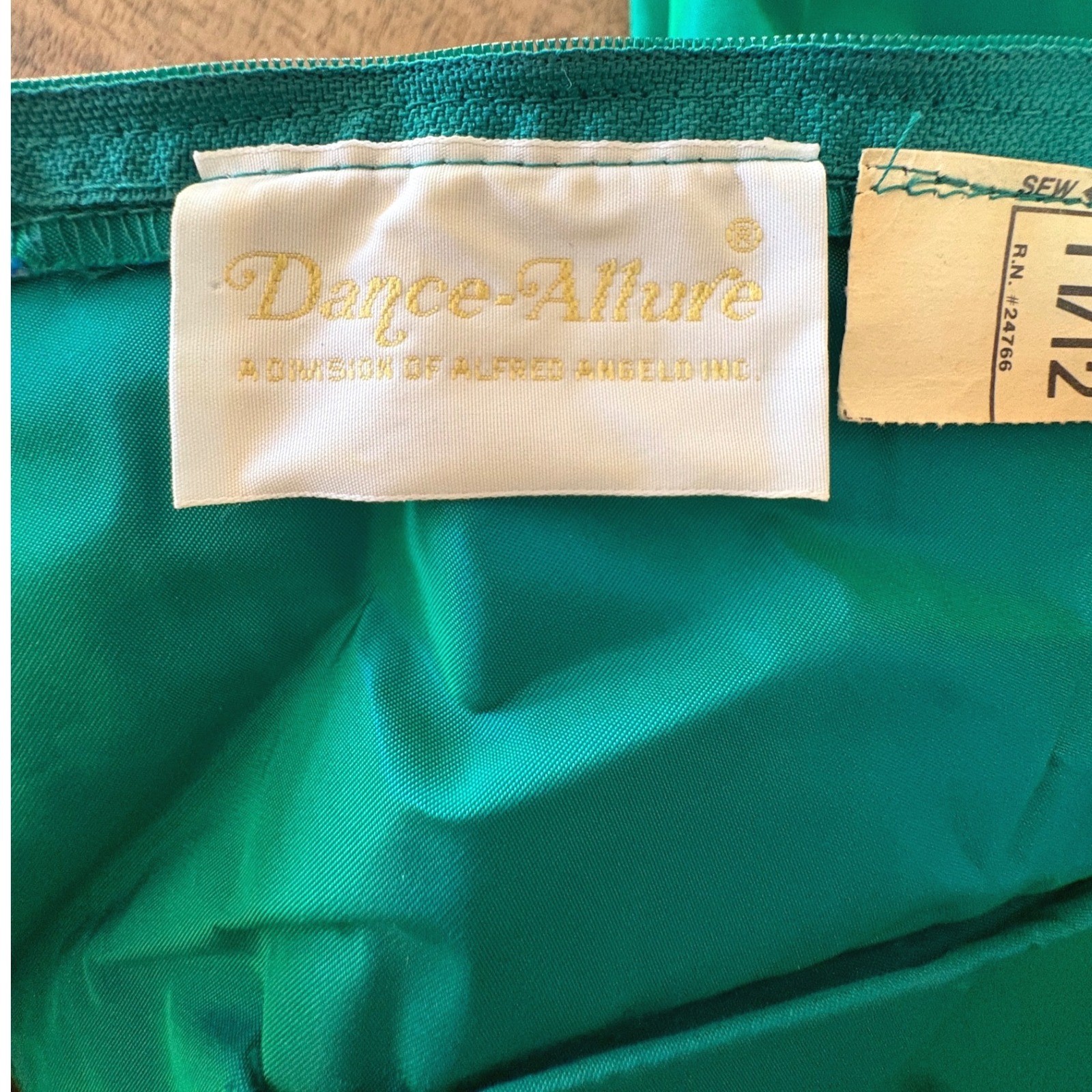 Dance Allure Alfred Angelo Teal One Shoulder Taffeta Gown 80s Prom 11/12