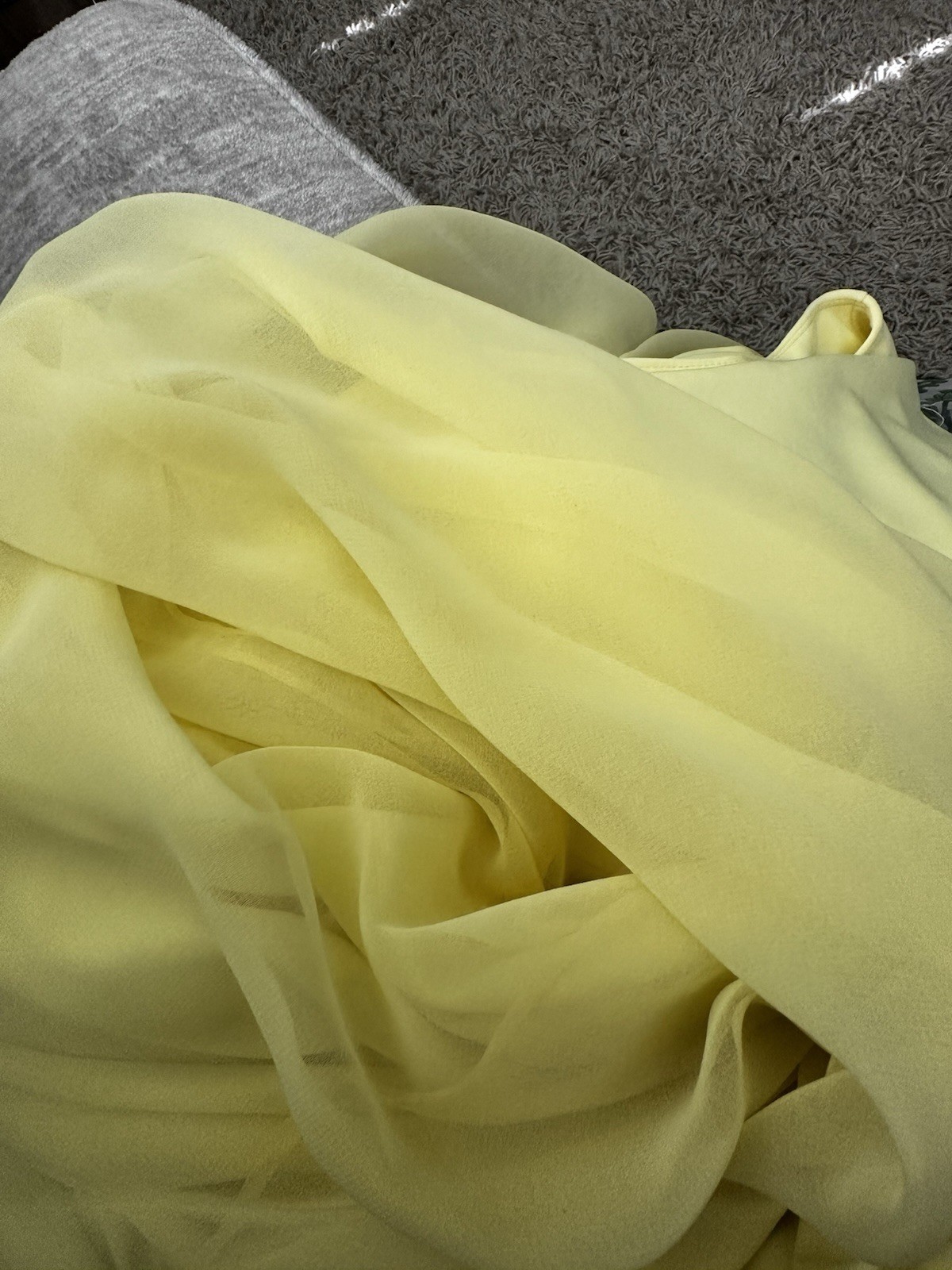 Vintage 70s Lorrie Deb Union Made Yellow Chiffon Maxi Dress Ruffle Cape