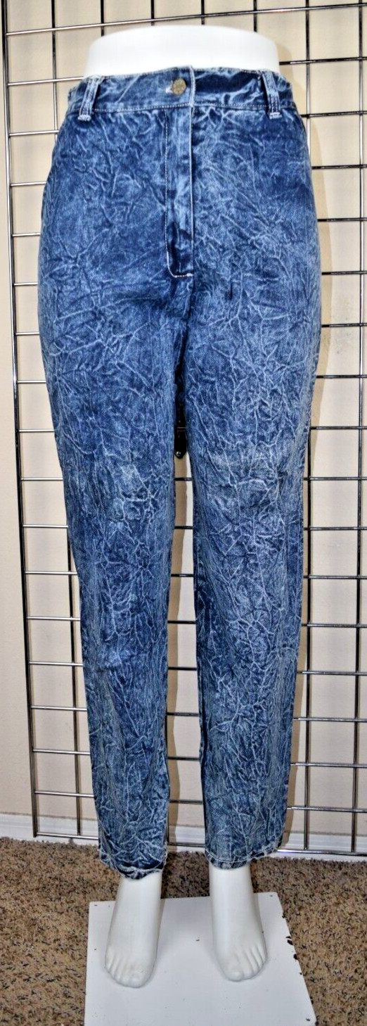 Vintage Jeans F A X Acid Wash Size 13/14 W28 L29 80s Blue High Waist Made USA