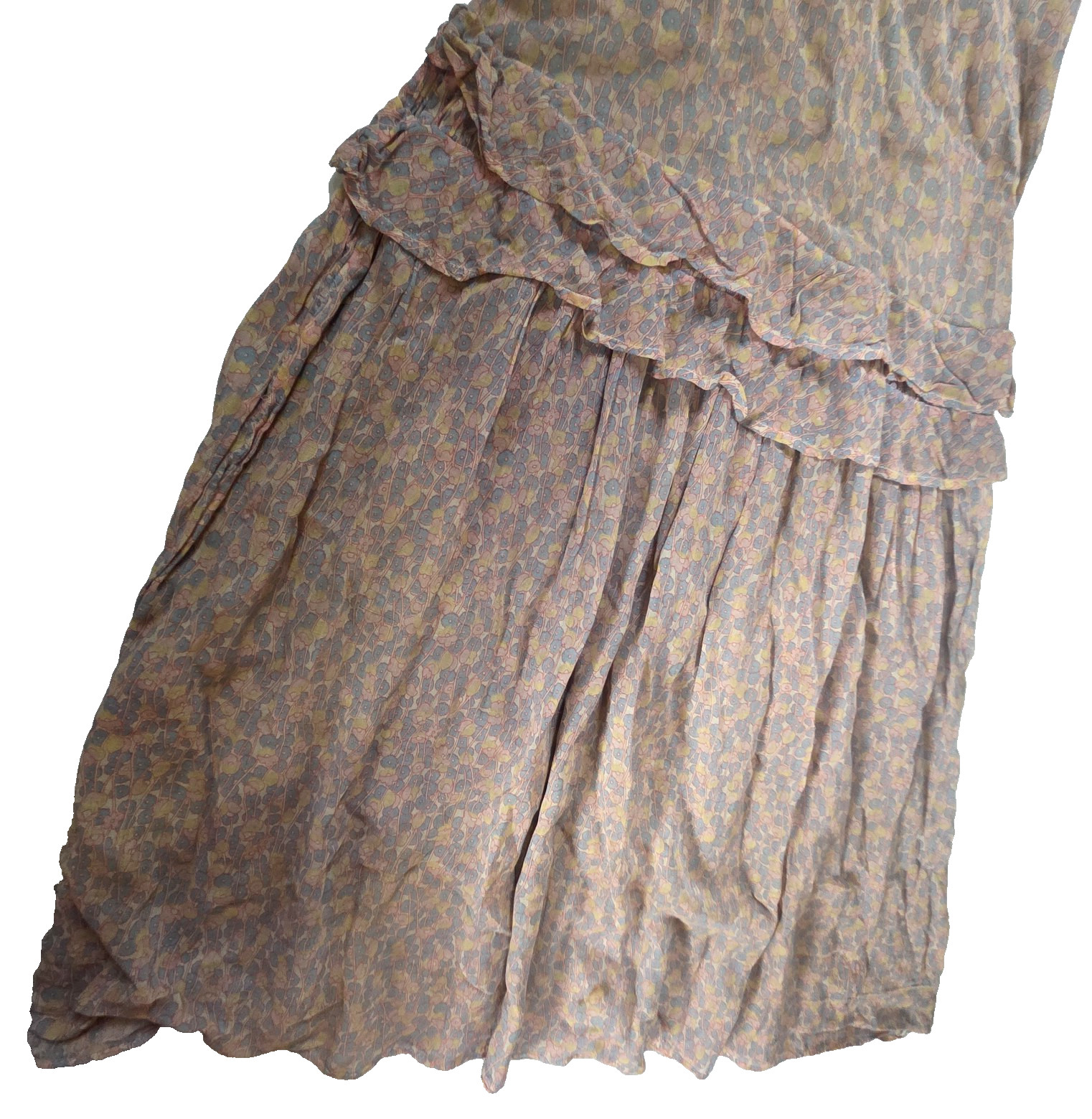 VTG 40s/50s Crepe Cocktail Dress Drop Waist Ruffles Pan Collar Size XS/0-2