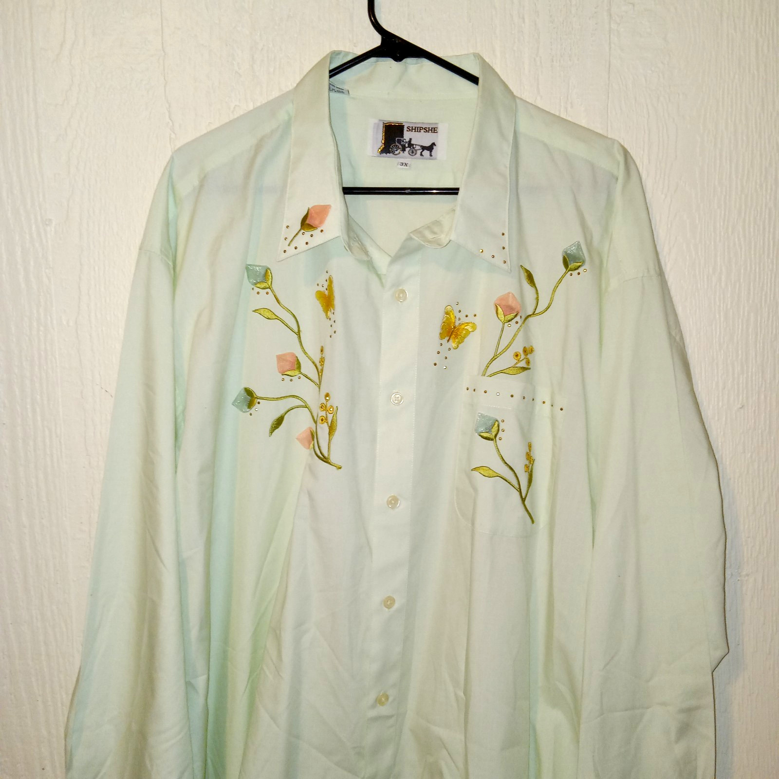 Women&rsquo;s Green Western Shirt Long Sleeve Embelisshed Rodeo Cowgirl Top 3XL