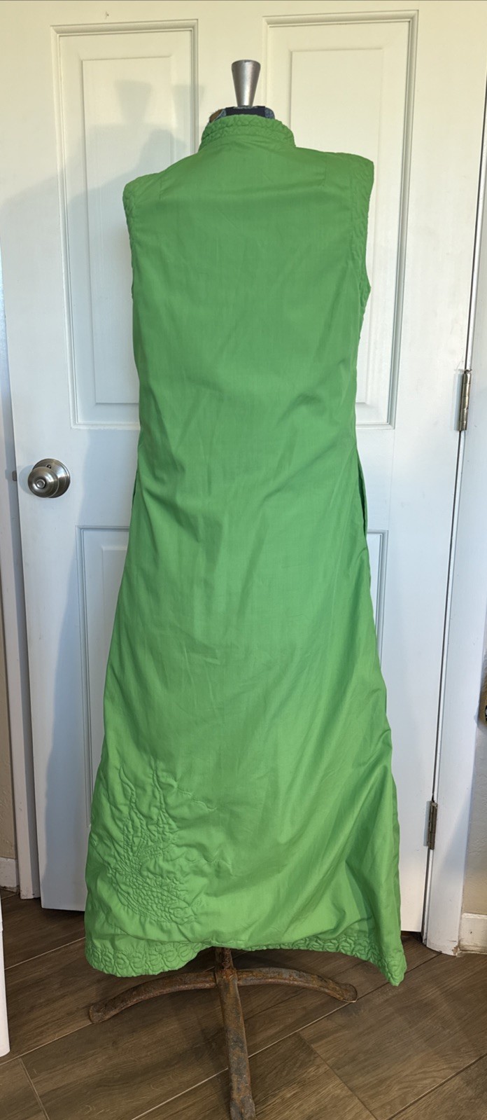 Vintage 1960s Charles & Co. Green Maxi Dress Hong Kong Boho Chic Womens Small