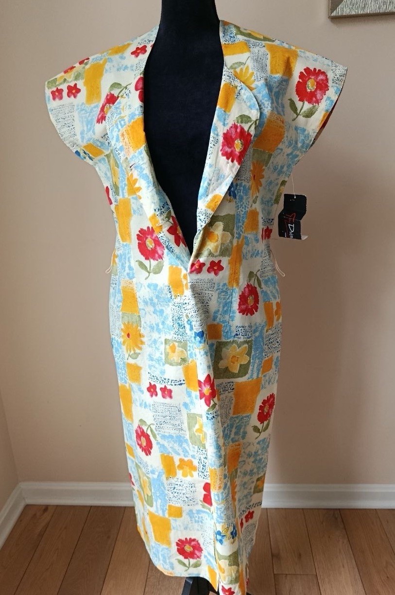 Vintage 1970 Guy Dubois New Floral Print Midi Dress Medium Made in France