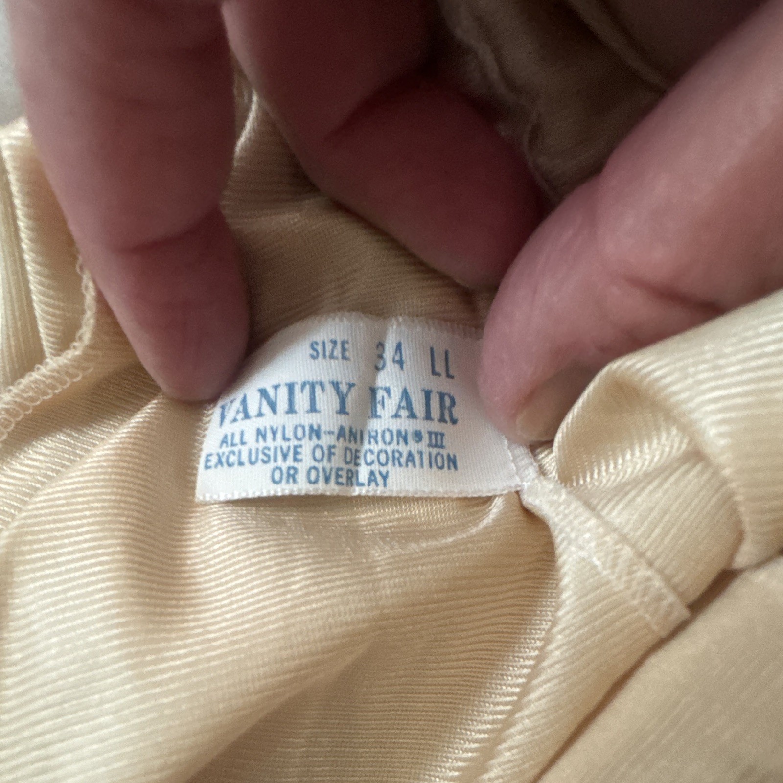 Vanity Fair Beige Nylon Full Slip Lingerie, Regular Size Type, 34 LL