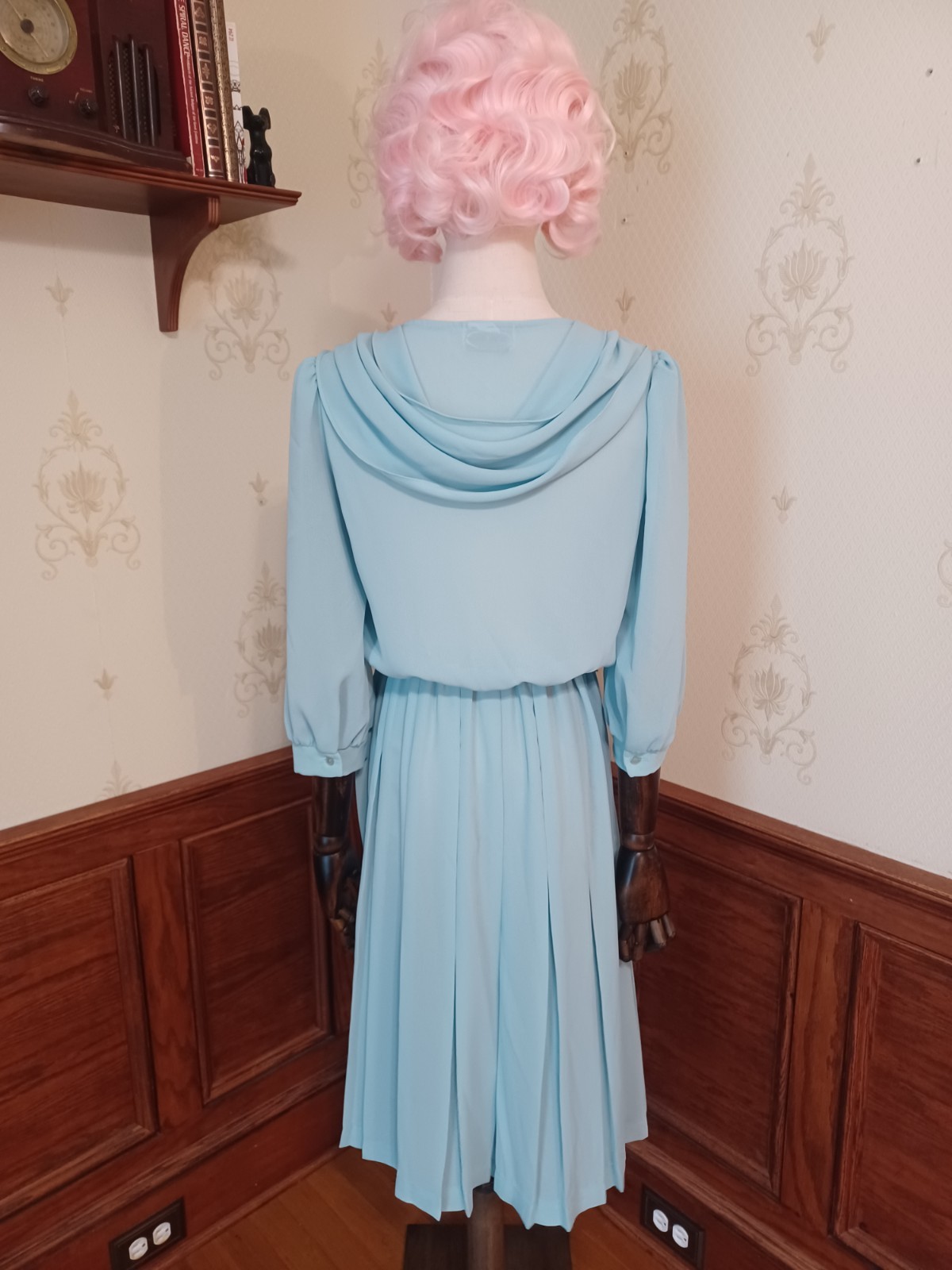 Vintage 1980s Sheer Pastel Aqua Bobby&rsquo;s Girl Romantic Coquette Dress