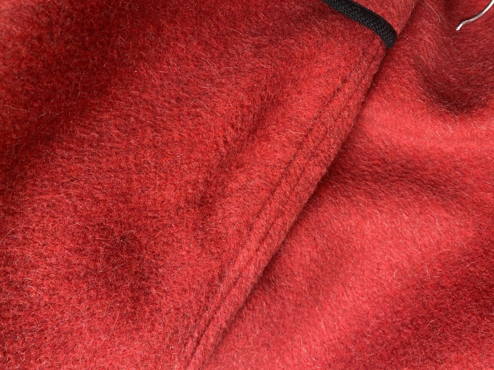Vintage Wool Cape Red Black Reversible Solid Tartan Plaid Cloak Austrian Buttons