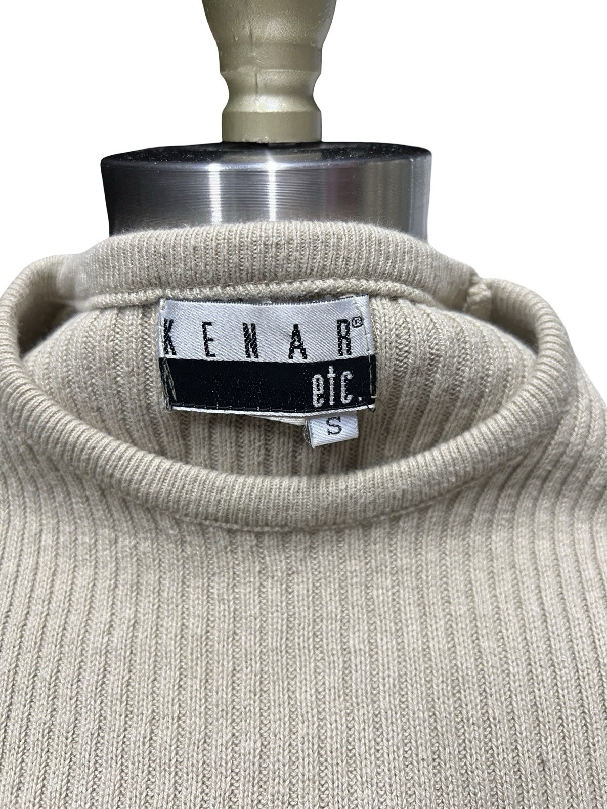 VTG Kenar Womens S Fitted Ribbed Stretch Fit Sweater Blouse Top Cotton USA Made