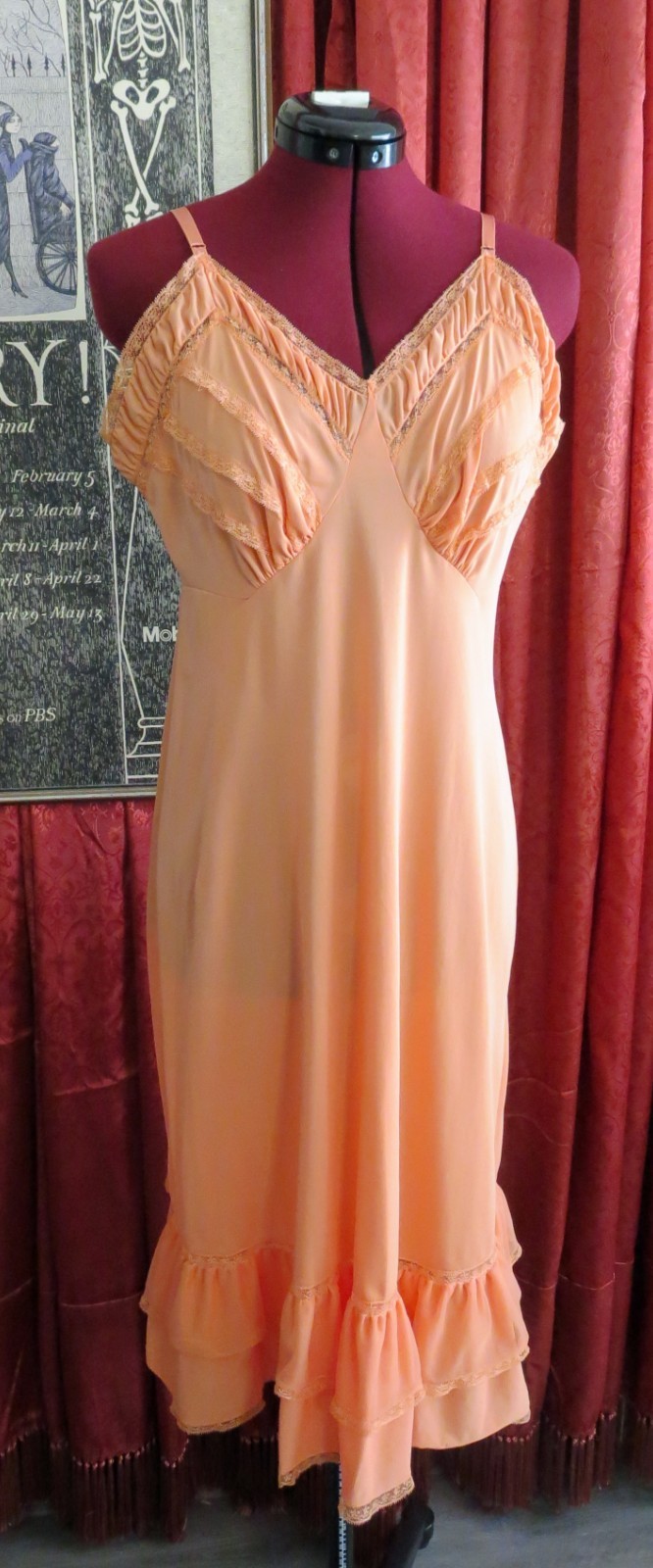 1950s Luxite by Holeproof « Charm » Full Slip Orange L