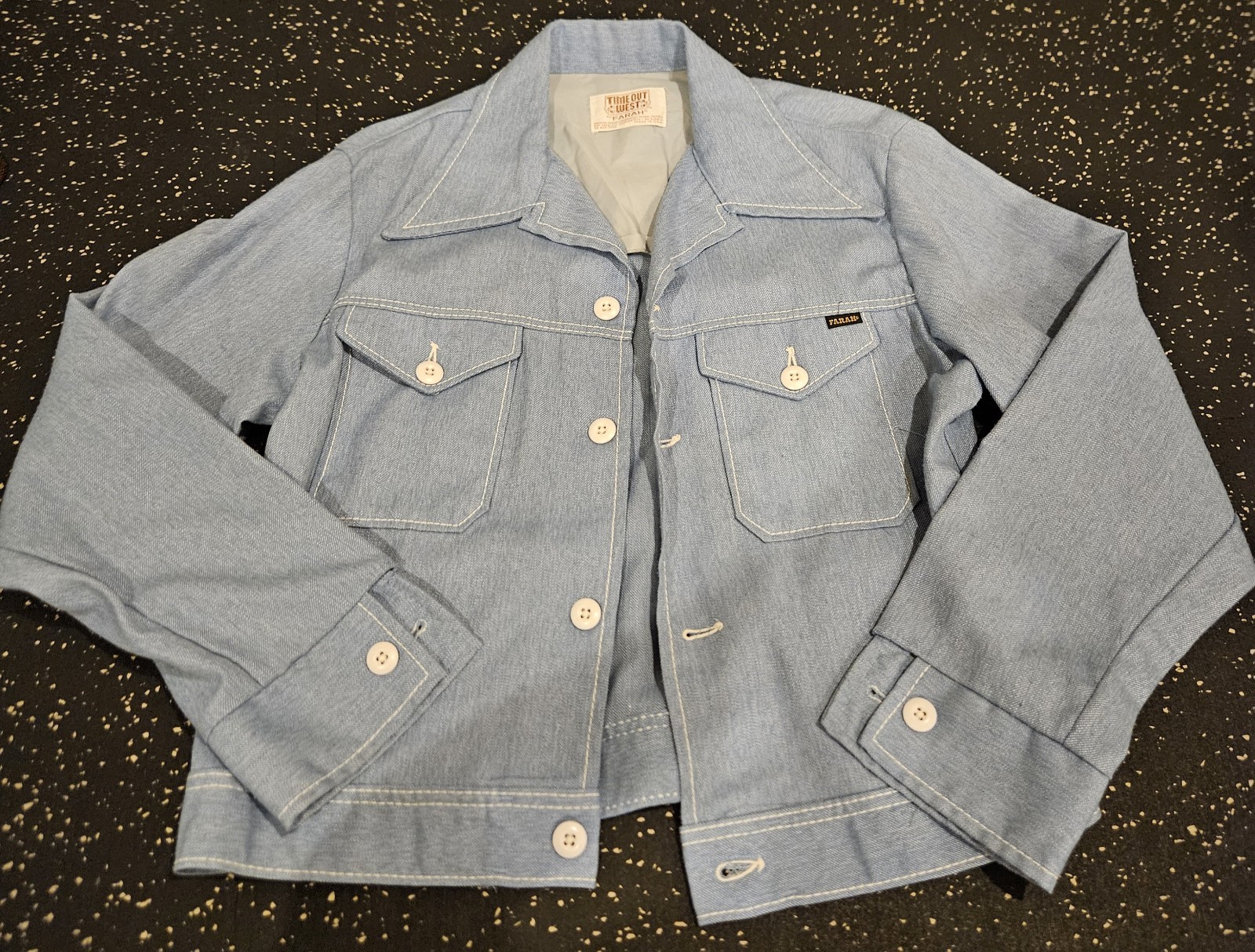 Vintage 70s 80s Farah Time out West blue jean jacket and bell bottom pants set