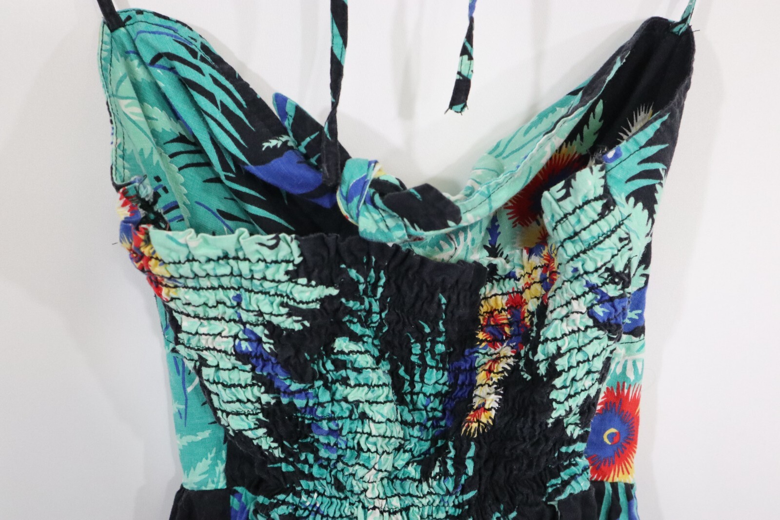 Vtg Young Edwardian By Arpeja Bombshell Hawaiian Print Jumpsuit Sz XS Pinup VLV