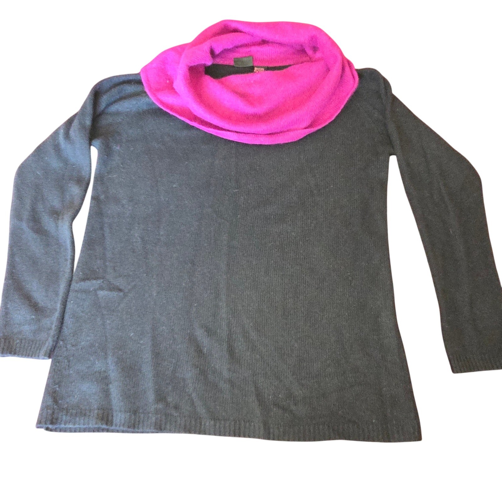 Shape fx by Newport News Cowlneck Sweater Fuchsia & Black Angora Medium VINTAGE