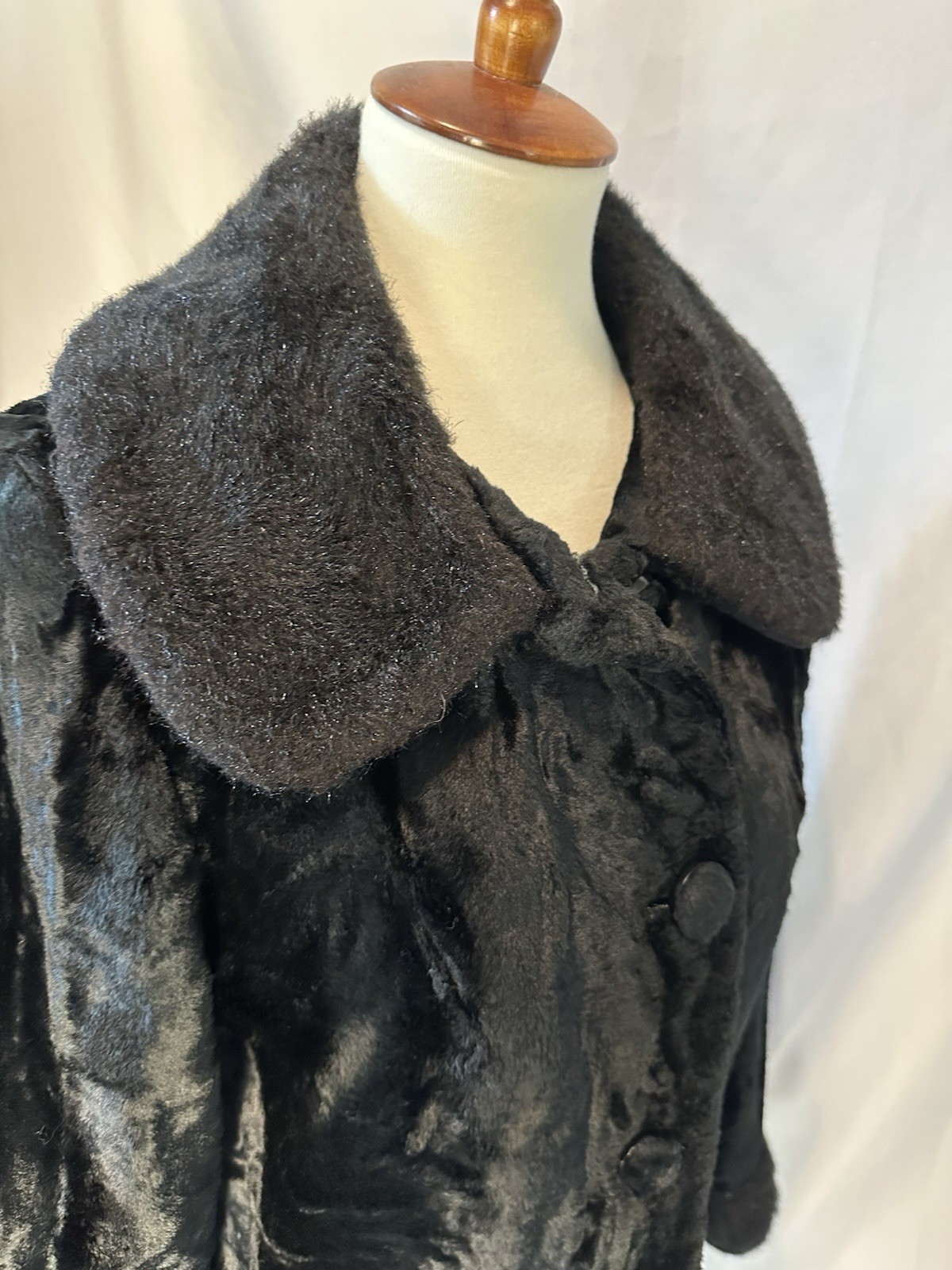 Vintage Graff CaliforniaWare Commuter Black Faux Fur Jacket Sz S