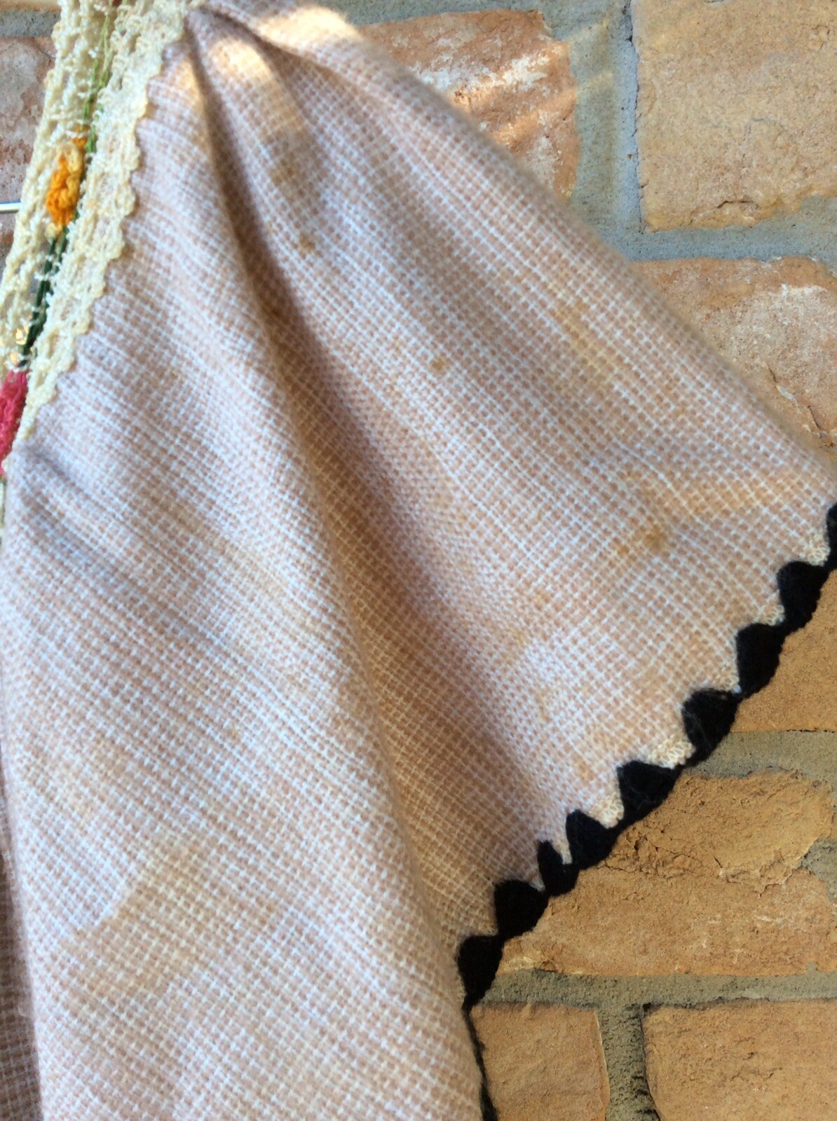 VTG Multicolor Embroidered Mexican Blanket Midi Dress Art 46&Prime;B 49&Prime;H 50&Prime;L FLAWS