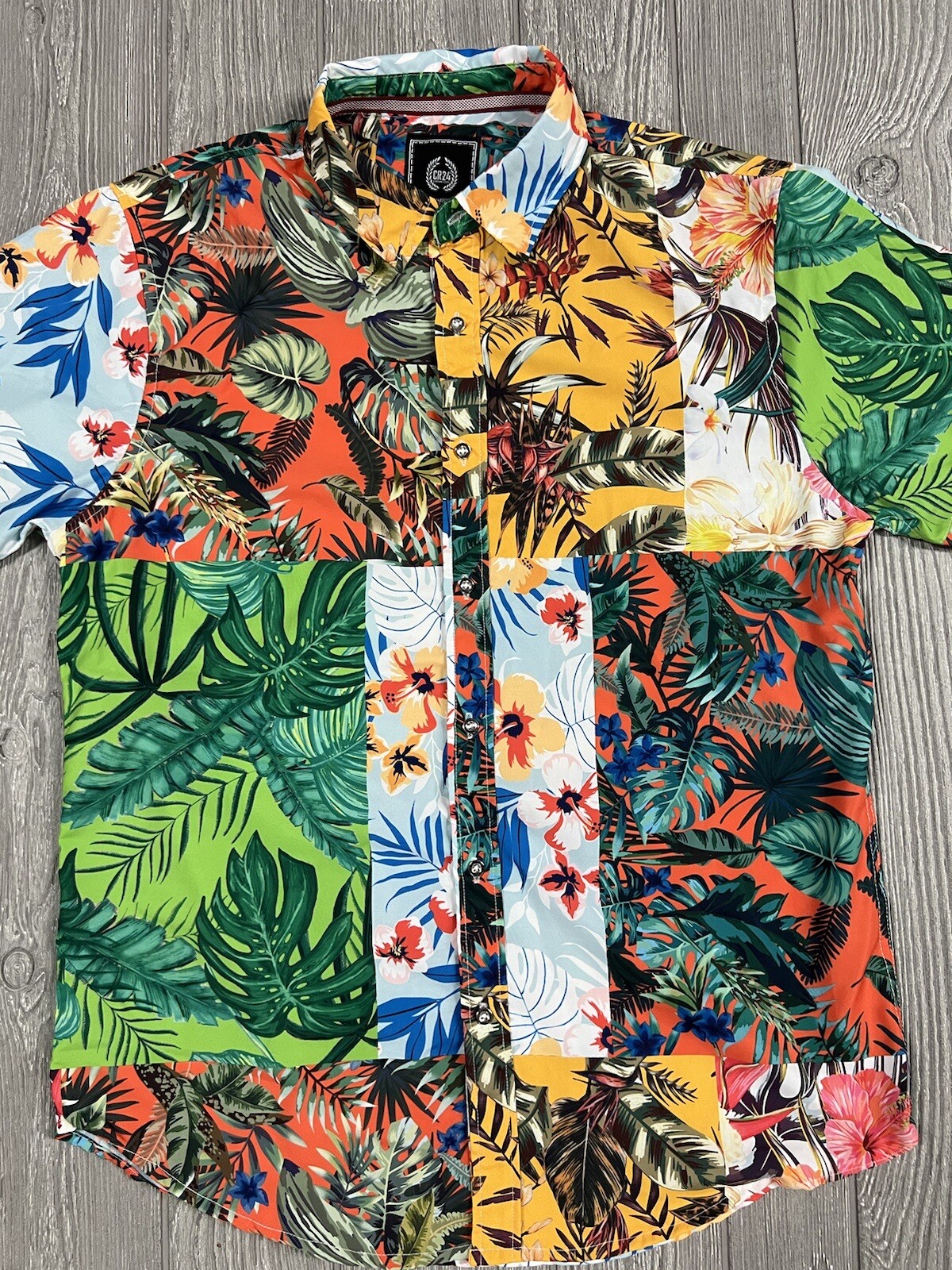 CR-24 Bordo Cromato Hawaiian Shirt Women’s M All Over Tropical Floral Print VTG