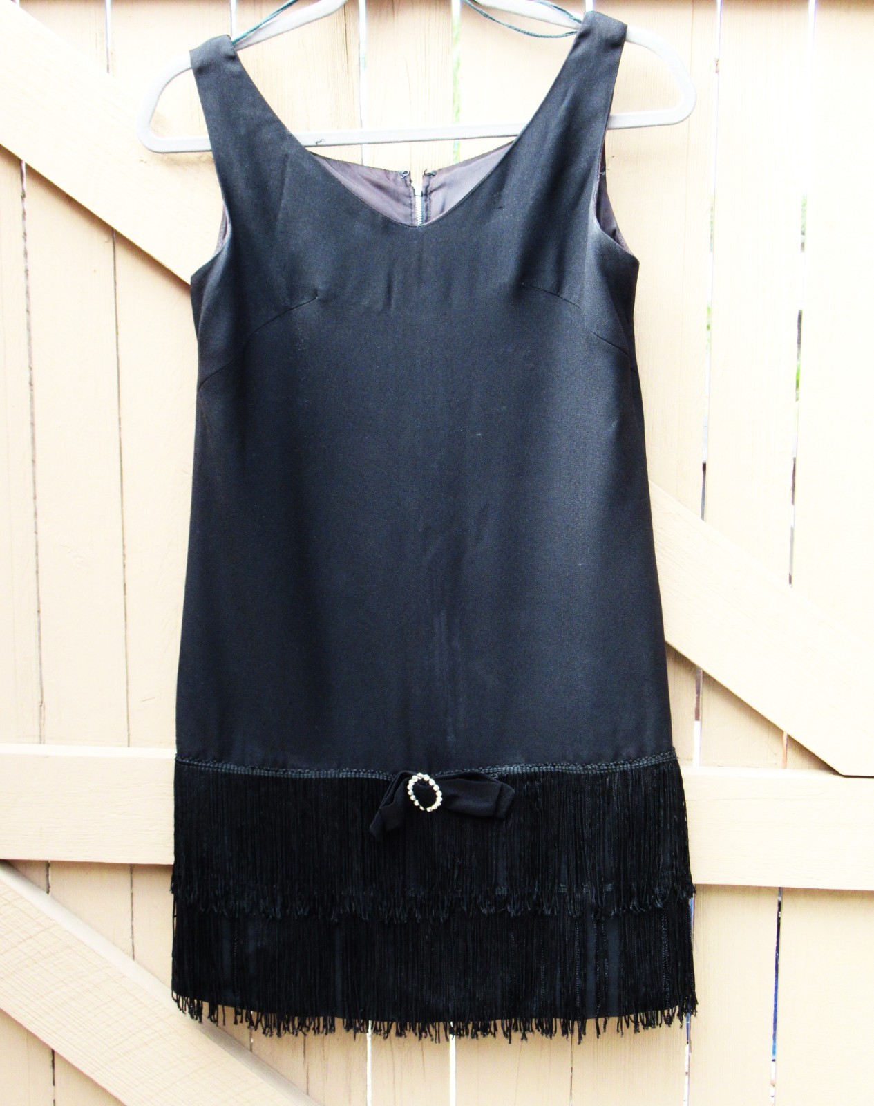 1945-50s Vintage Flapper A-Line Dress Style Double Fringed Sleevless Union Lable