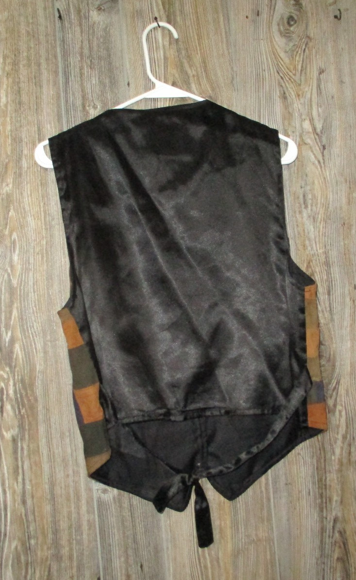 Union Khaki Vintage Suede Leather Patchwork Vest size Large Fairy Grunge 80s 90s