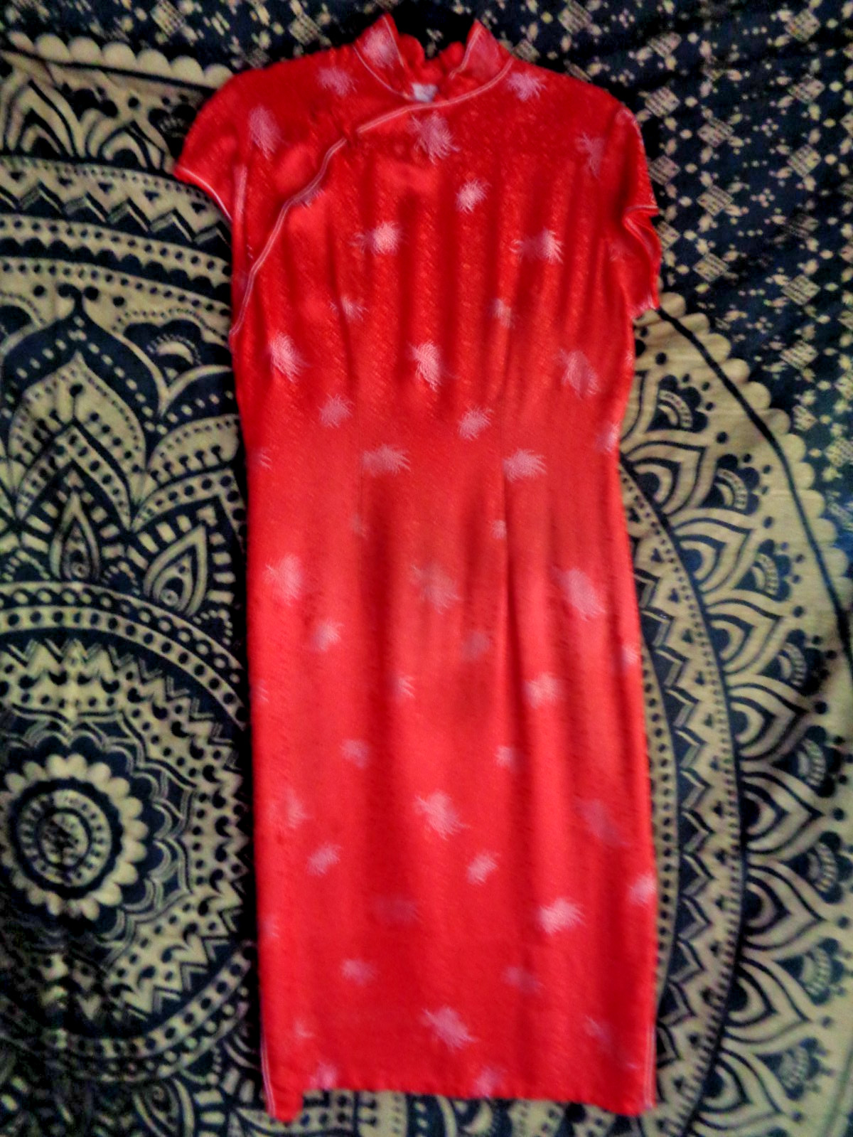 Vintage 1950&rsquo;s Cheongsam red Chinese dress large