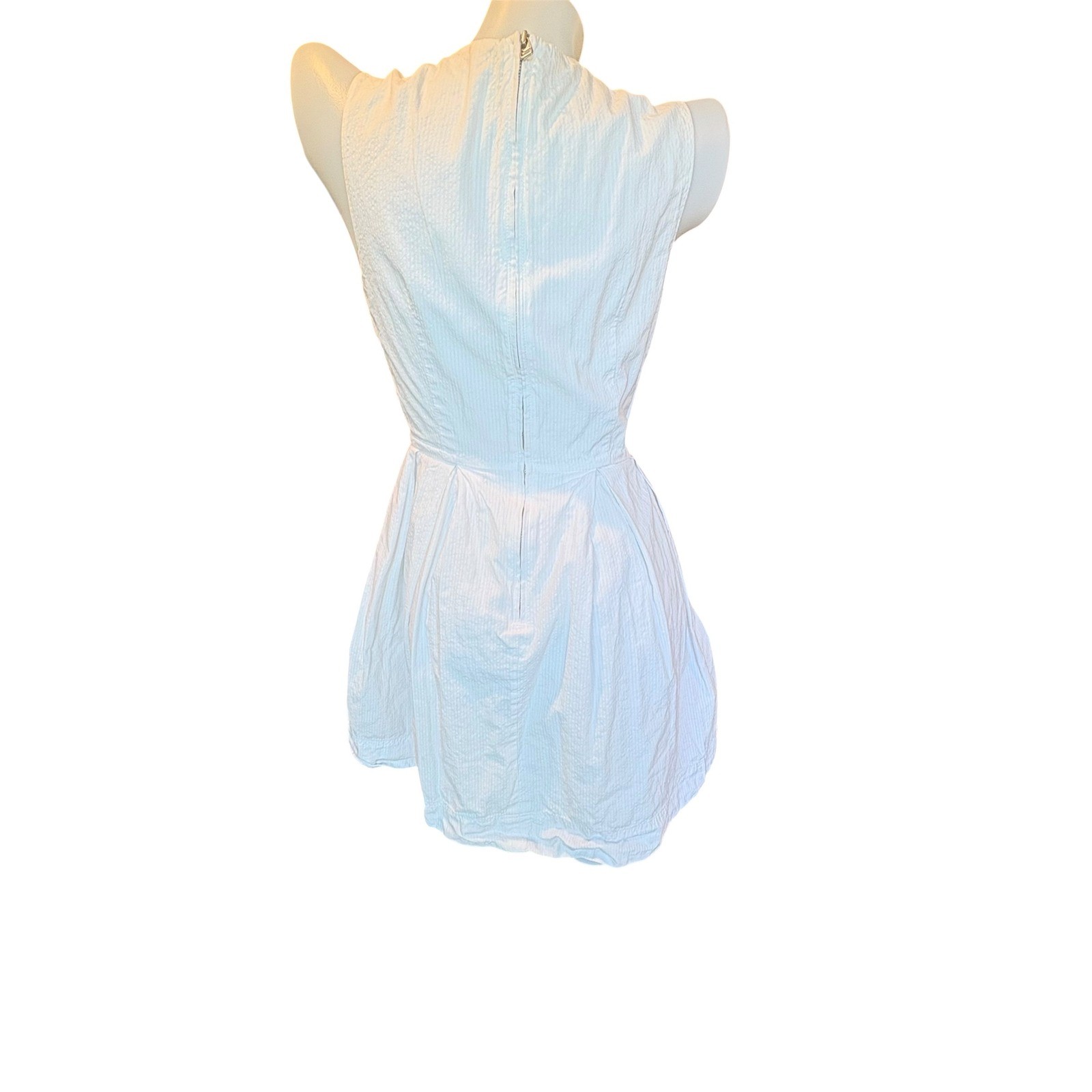 ♾️Vintage 90s GAP White Sleeveless Poplin Cotton Pleated Mini Dress Size 2♾️