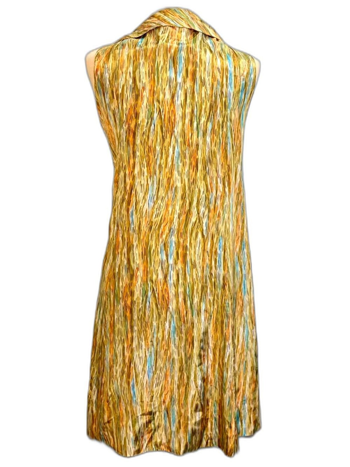 VTG 1950s Abstract Marbled Double Breasted Bow Satin Mid Century M L