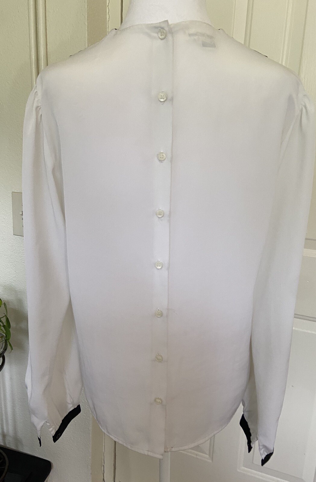 VTG 80s Lloyd Williams Pleated Front, Back Button Blouse Sz 4
