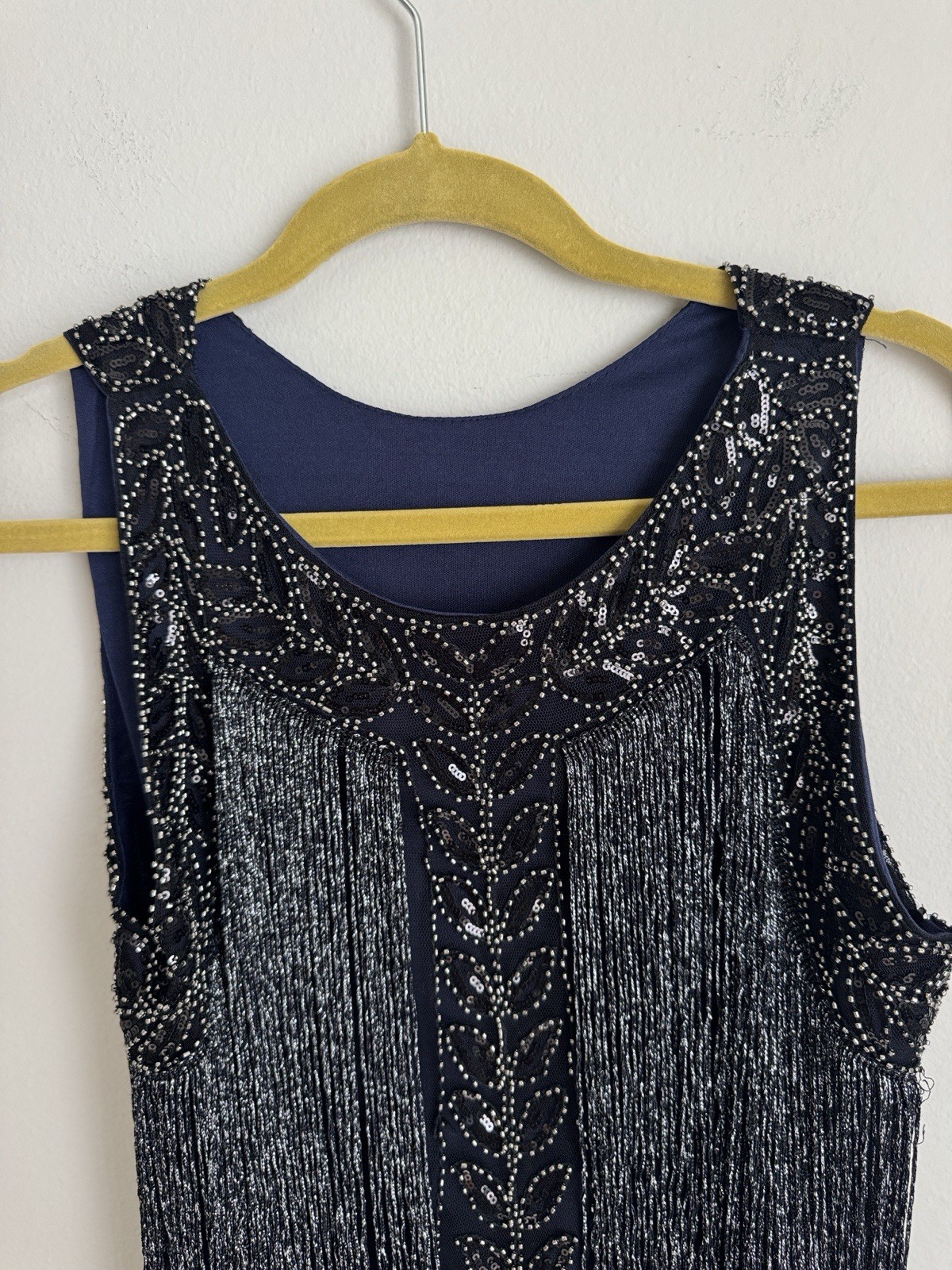1920s Gatsby Style Beaded Fringe Flapper Dress Art Deco Cocktail Party Size S