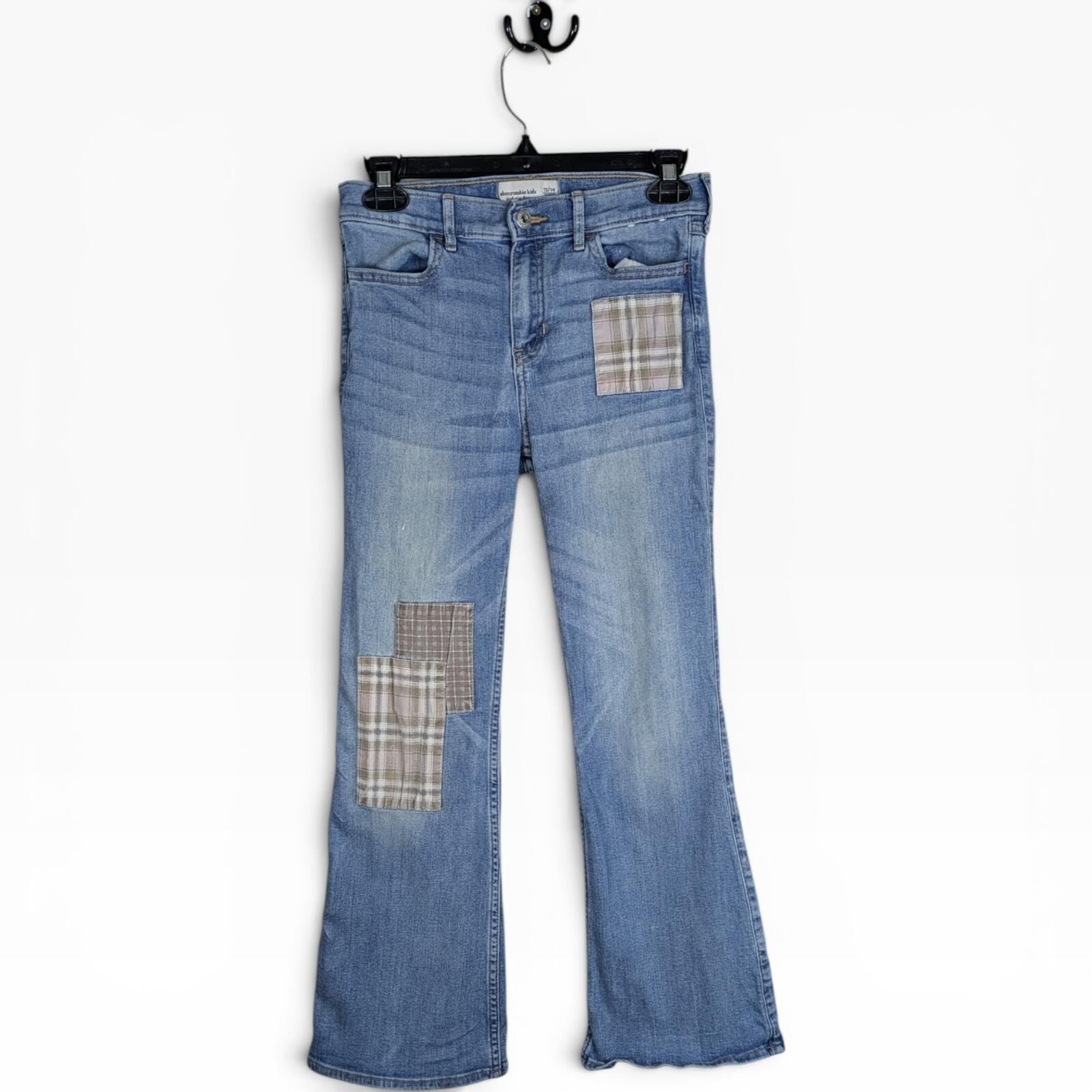 Y2K Abercrombie & Fitch High Rise Flare Jeans Patchwork Style Western 26 x 25in