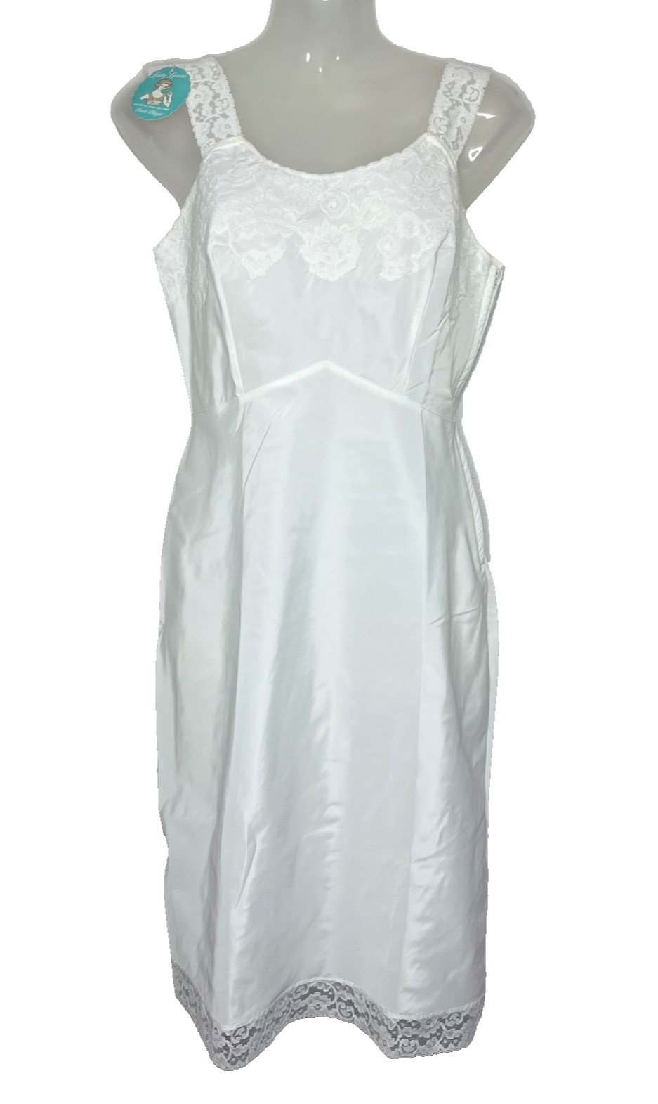 Vintage Lady Lynne Slip Dress Lace Trim Women&rsquo;s Size 34 White USA 50&rsquo;s 60&rsquo;s NWT