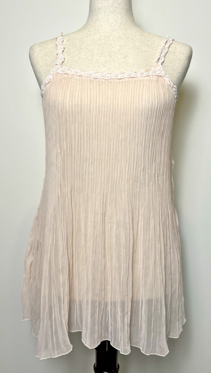 Vintage Embry Light Peach Pleated Sheer Babydoll Nightgown Women&rsquo;s S