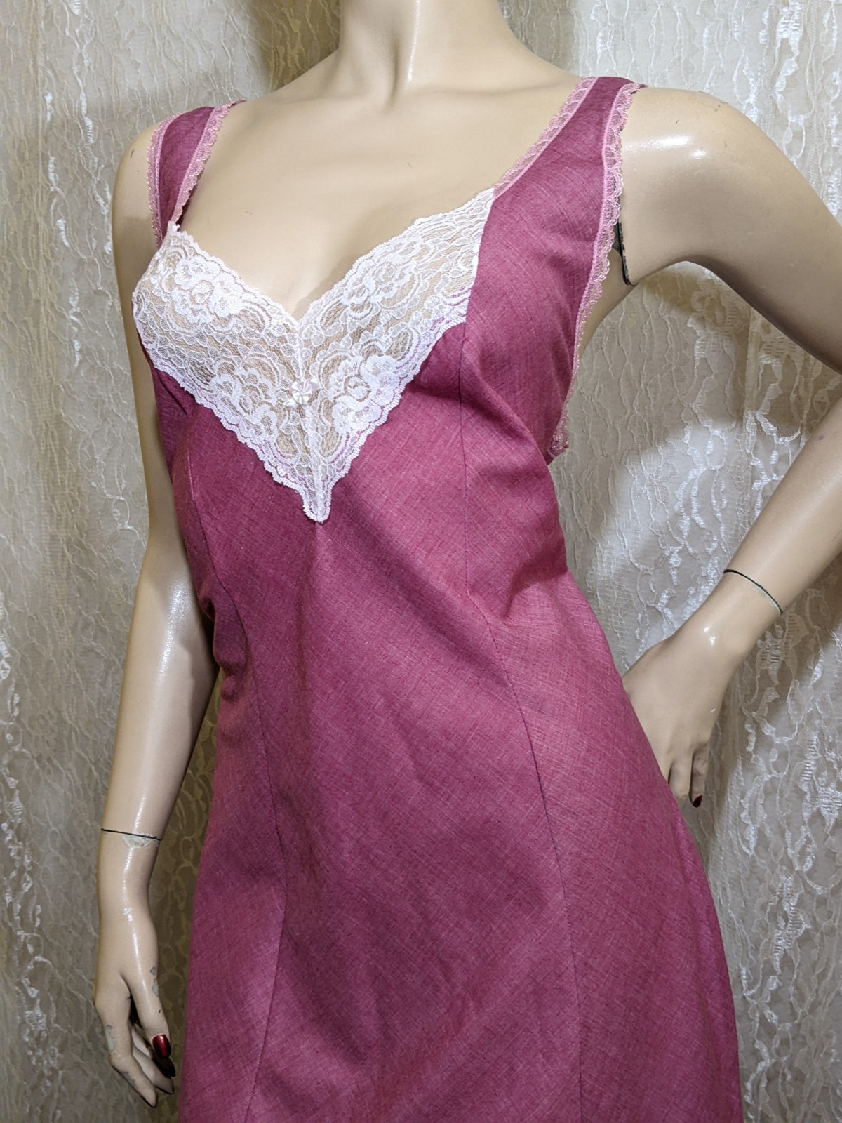 Vintage Sears Soft Cotton Polyester Blend Slip Dress Lingerie Nightgown L