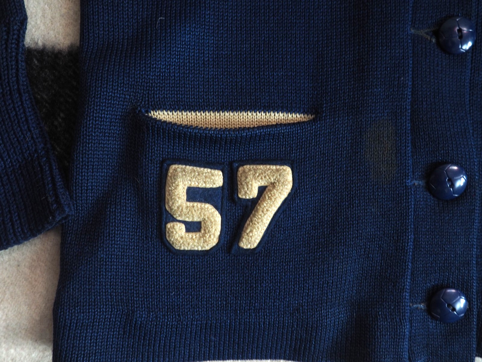 VTG 50s Octonek Seattle Navy Blue Button Wool Varsity Letterman Sweater Womens S